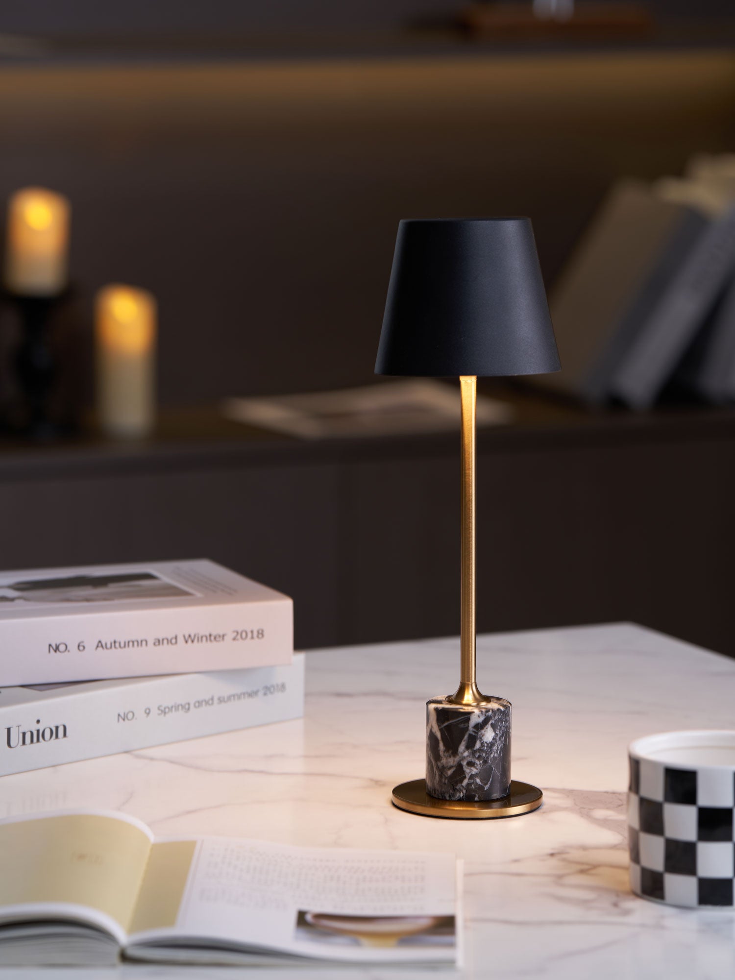 Lirio Mini Marble Table Lamp - Elegant Nightstand & Bedside Lighting for Bedroom, Living Room, Office Decor