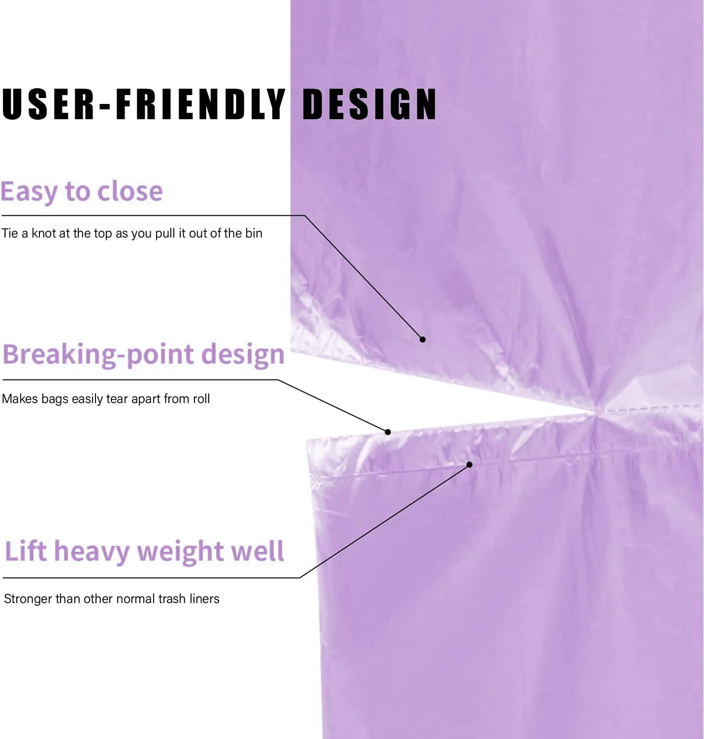 2.6 Gallon Small Trash Bags - 90 Count Colored Durable Unscented Garbage Can Liners for Bathroom, Bedroom, Kitchen & Office - Perfect for Small Waste Bins, Diaper Pails, and Desk Side Trash Cans