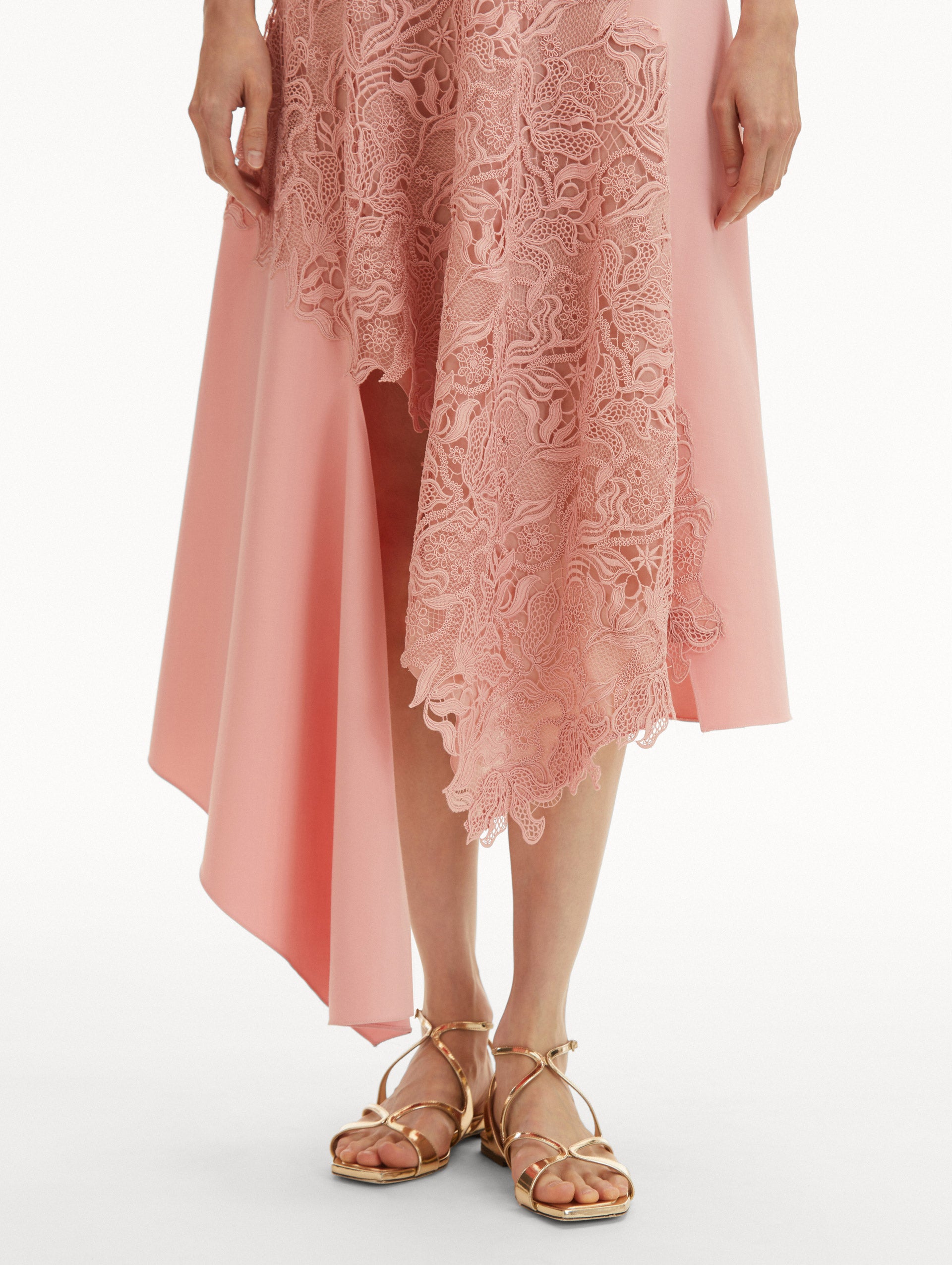 Elegant Bellflower Guipure & Wool Dress for Women - Floral Lace Embroidered Winter Dress for Parties, Weddings & Formal Events