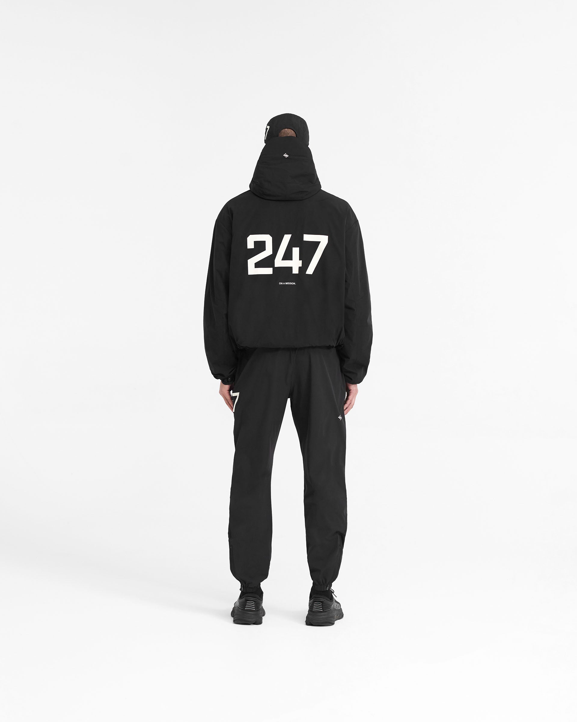 247 Hooded Training Jacket for Men & Women - Lightweight Waterproof Windbreaker for Running, Gym & Outdoor Sports - Jet Black