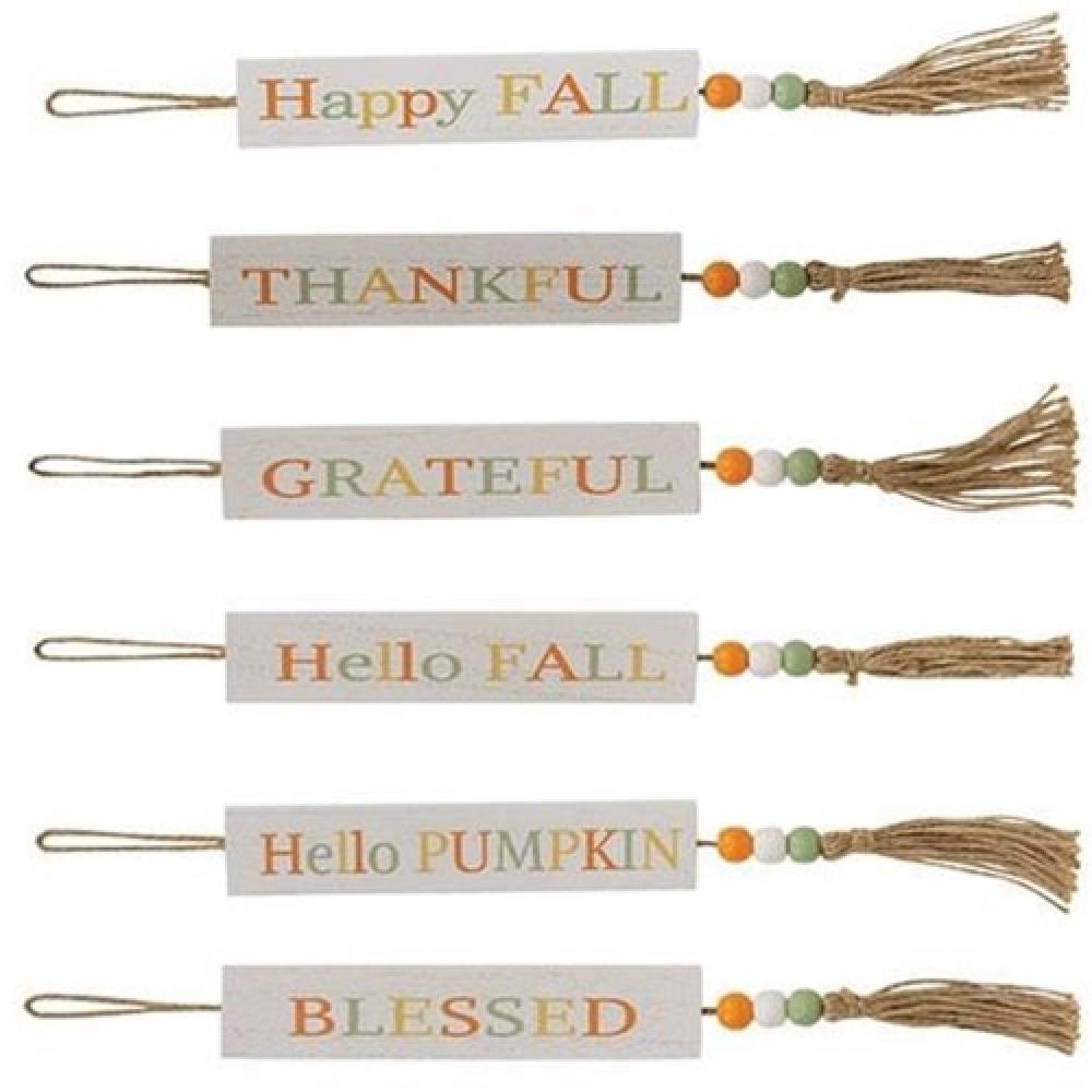 Harvest Multi-Color Beaded Wooden Tags with Tassels - 6 Pack Assorted Colors for Gift Wrapping, Party Decorations, and DIY Crafts