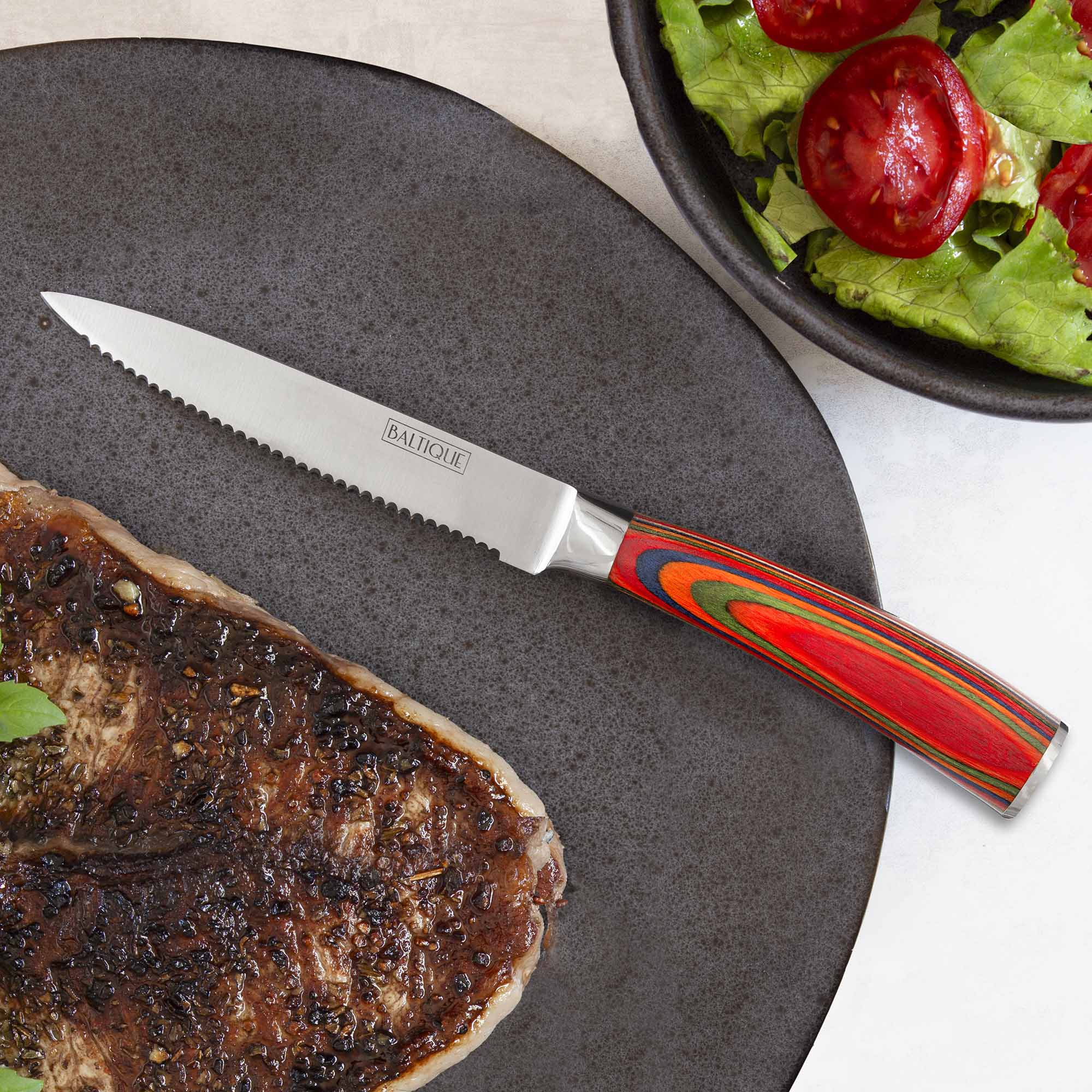Baltique® Marrakesh Collection 6-Piece Steak Knife Set - Premium Stainless Steel Steak Knives for Fine Dining & Meat Cutting - Perfect for Restaurants, Dinner Parties & Home Kitchens
