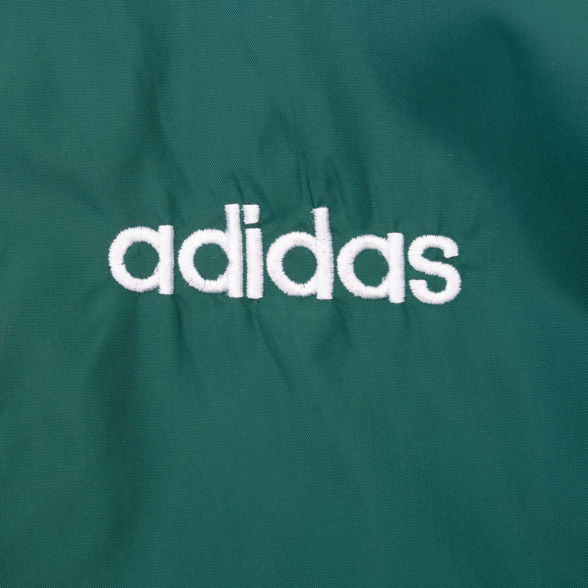 Vintage Adidas Green Windbreaker Jacket 1990s Large - Retro Athletic Outerwear for Running, Hiking & Casual Street Style
