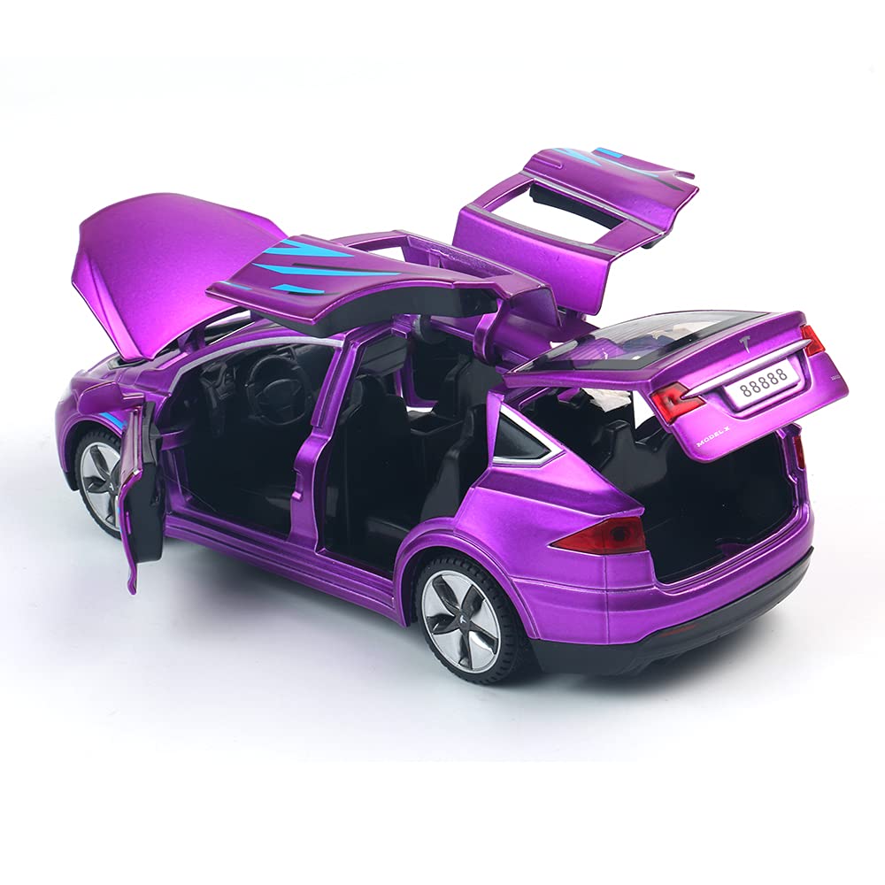 1:32 Scale Model X Alloy Diecast Pull Back Toy Car with Lights & Sound - Mini Collectible Vehicle for Kids, Car Enthusiasts & Gift Giving (Dazzling Purple) - Perfect for Playtime, Display Collections & Birthday Presents