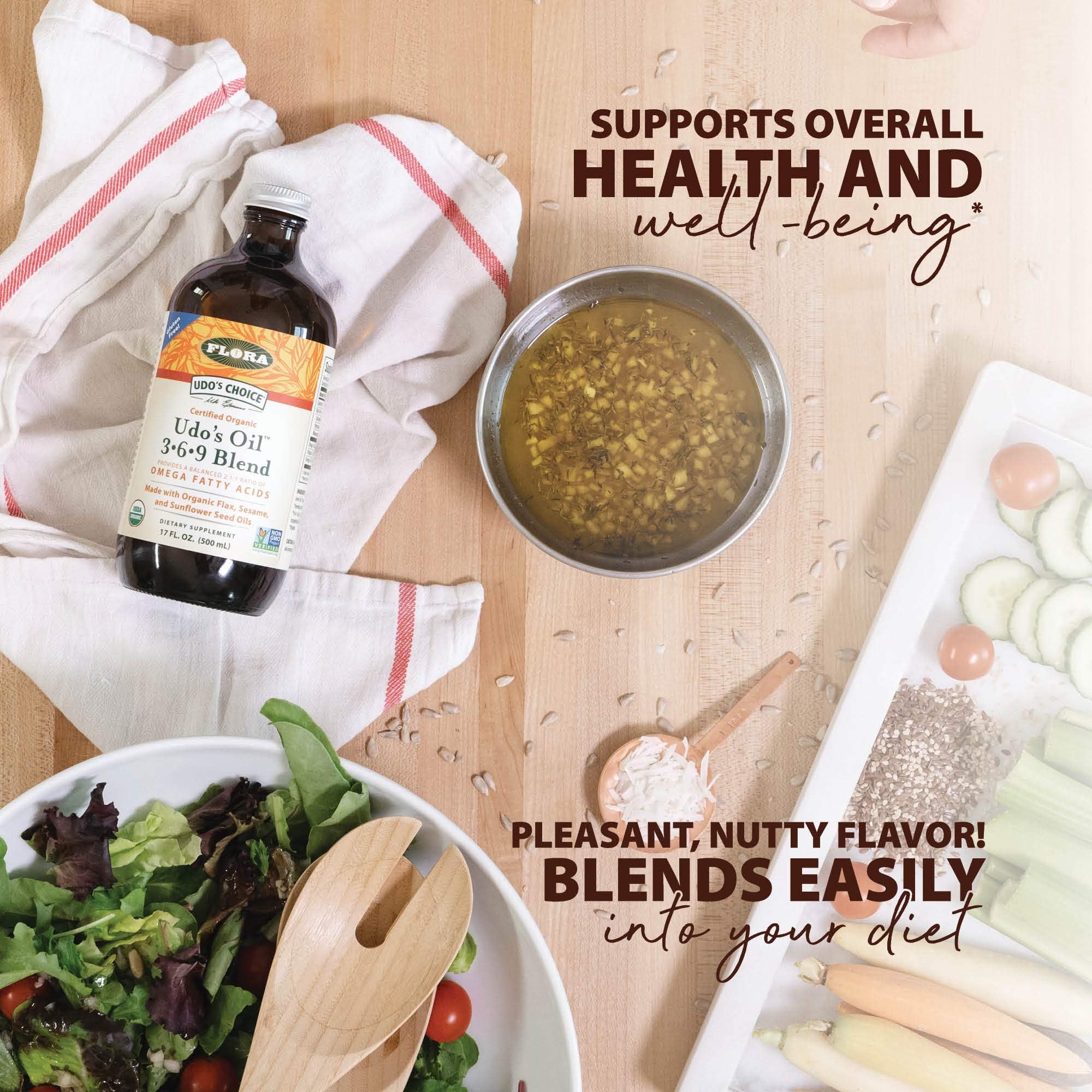 Udo's Choice Omega 3-6-9 Oil Blend with High Lignan - 8.5 Fl Oz - Organic Plant-Based Essential Fatty Acids Supplement for Heart, Brain & Joint Health - Perfect for Smoothies, Salads & Daily Wellness Routine