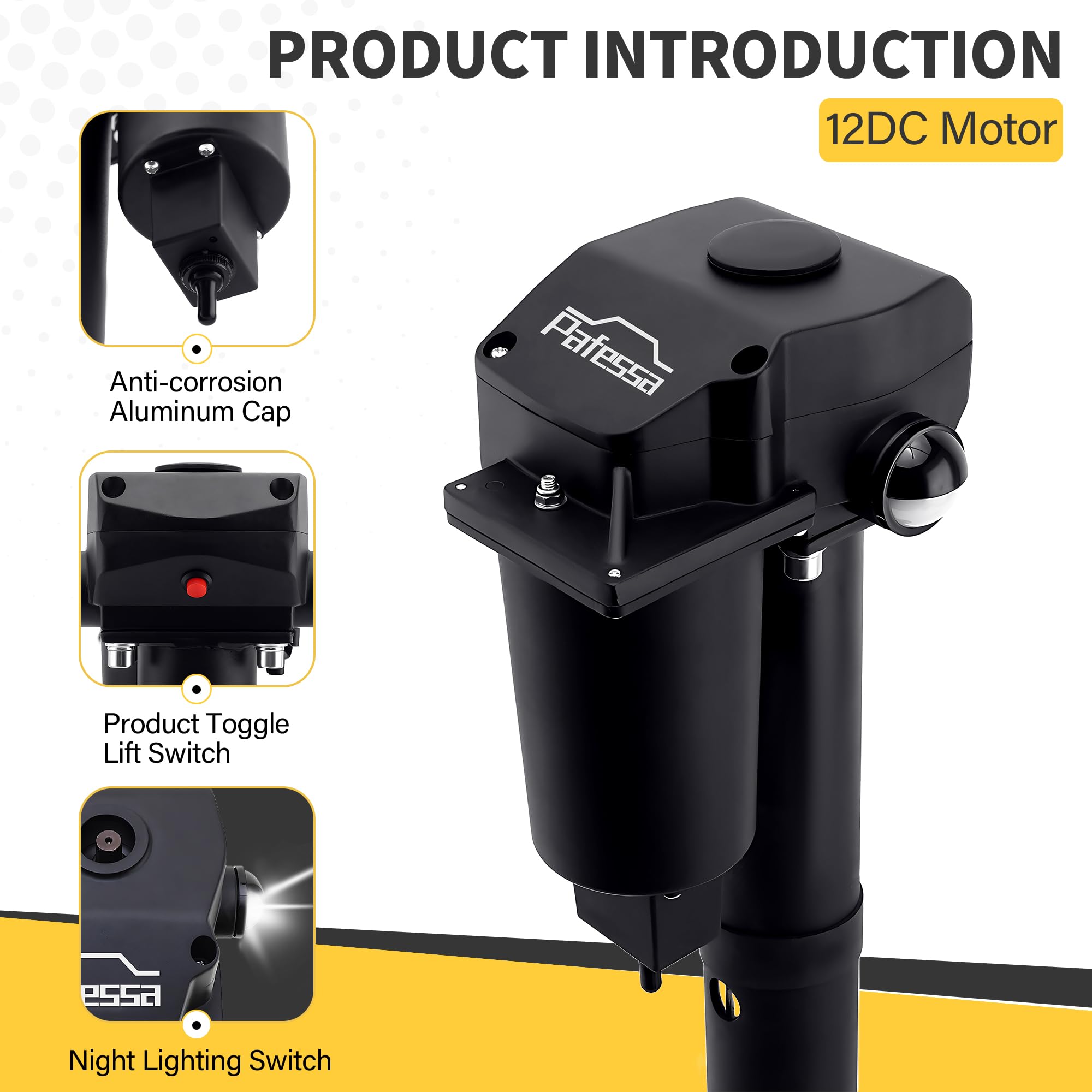 12V Electric A-Frame Trailer Tongue Jack with 7-Way Plug - 3500lb Lift Capacity, 18