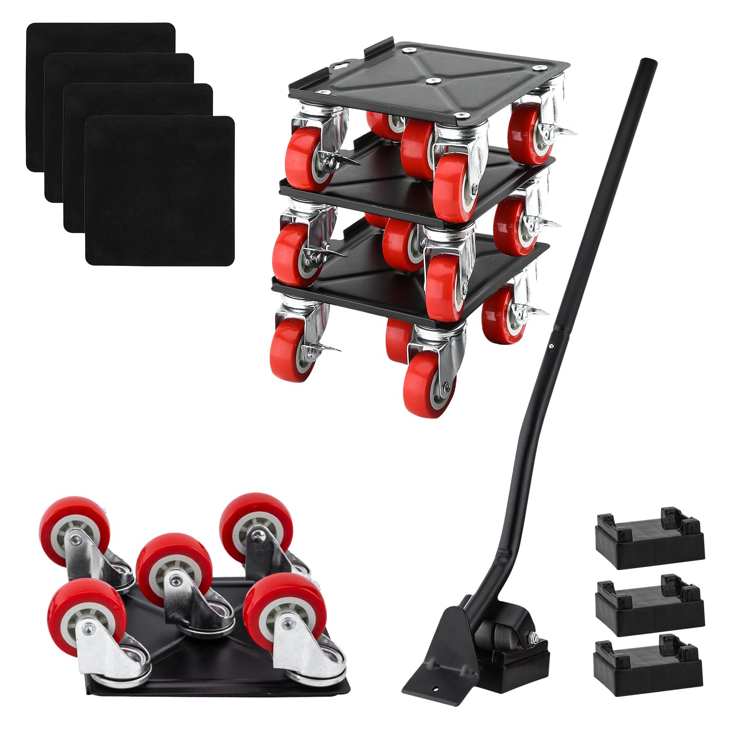 OCGIG 4-Pack Heavy Duty Furniture Mover with 5 Wheels - 1650LB Capacity Dolly Sliders for Moving Refrigerators, Sofas & Cabinets - Home Moving, Office Relocation & Warehouse Equipment