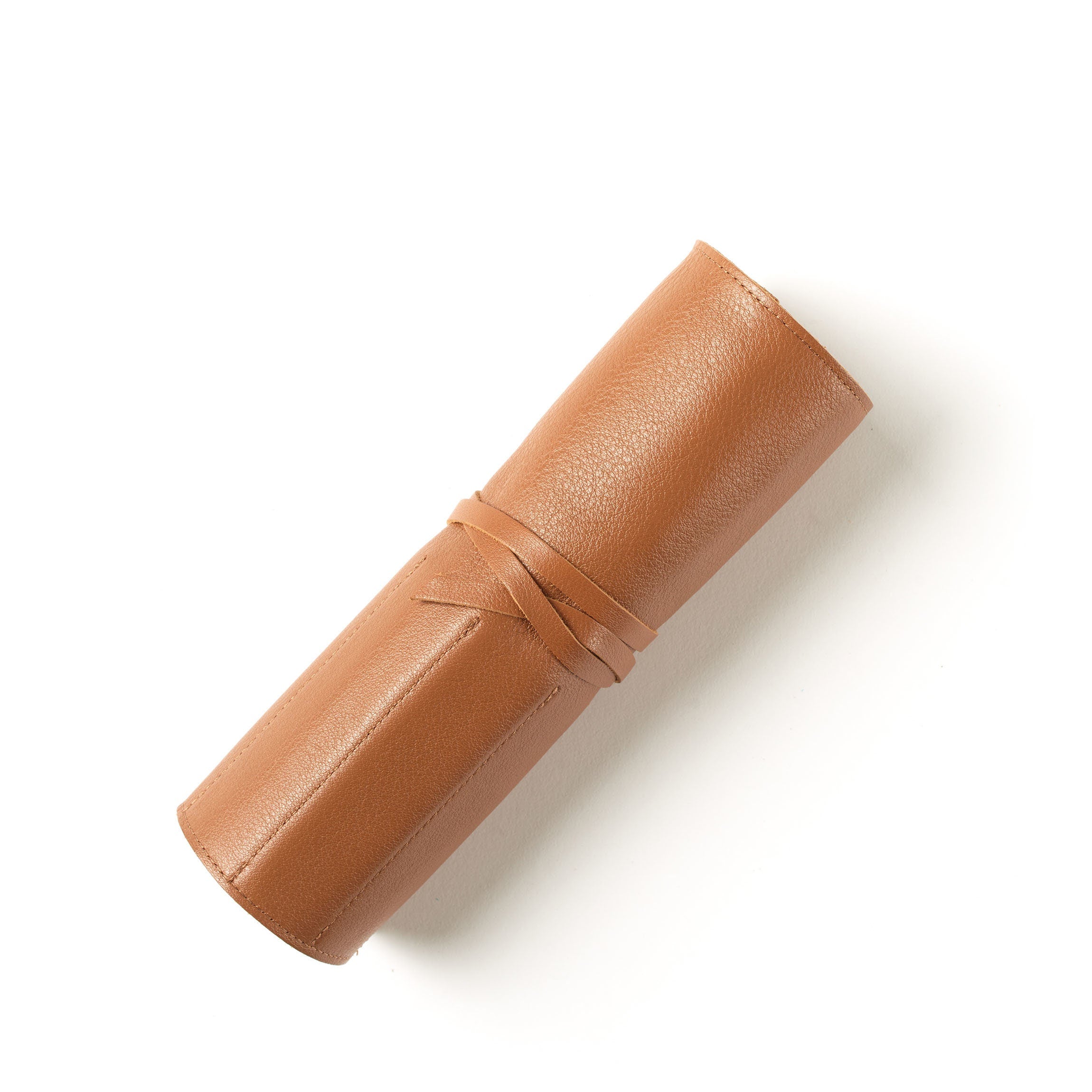 Professional Large Makeup Brush Roll in Cognac - Travel Cosmetic Organizer for Makeup Artists & Beauty Enthusiasts | Perfect for On-the-Go Touch Ups & Salon Storage