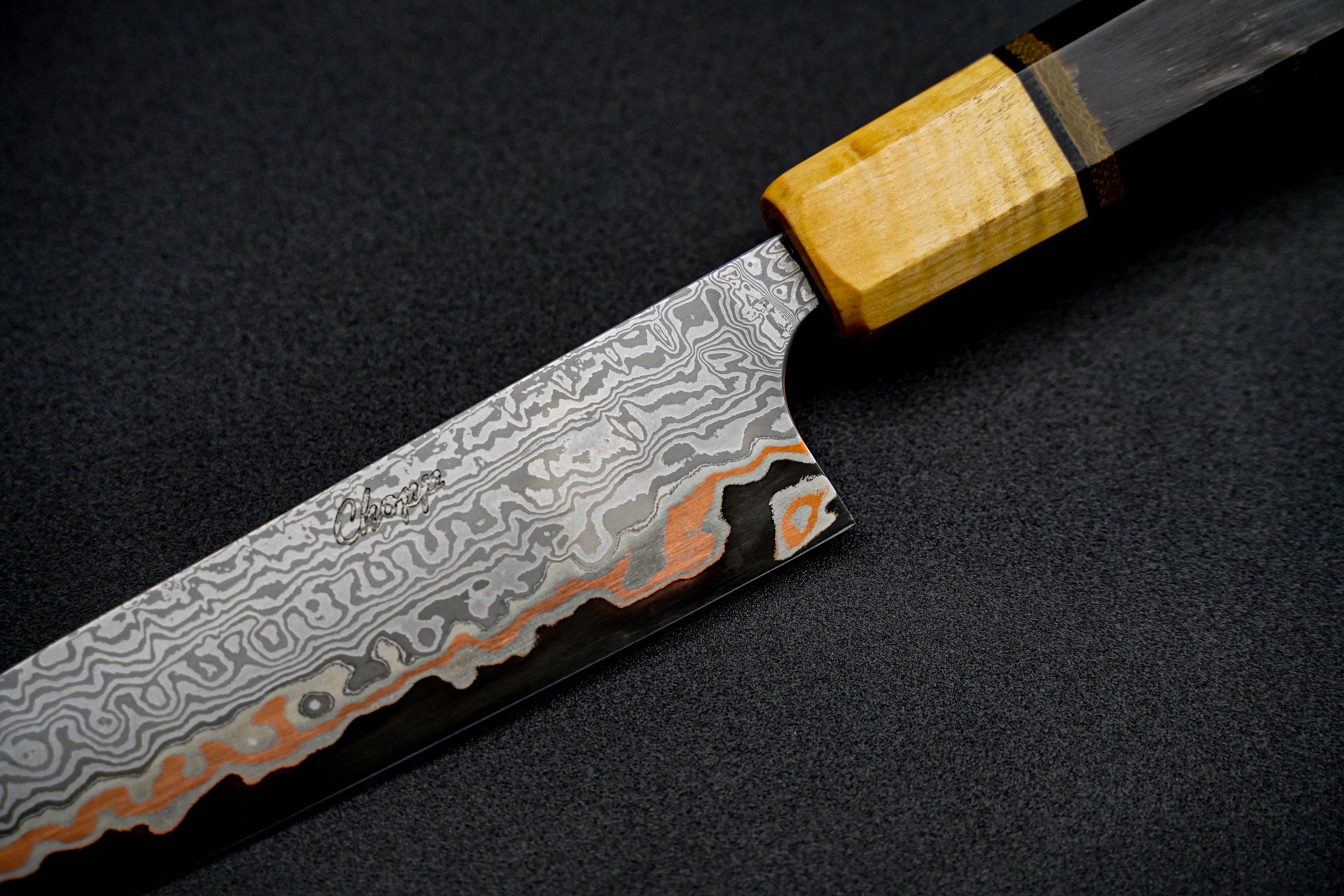 Premium Jamison Chopp 145mm 1095 CuMai Petty Knife - High Carbon Steel Blade with Copper & Damascus Layers - Perfect for Home Chefs, Sushi Prep & Precision Cutting