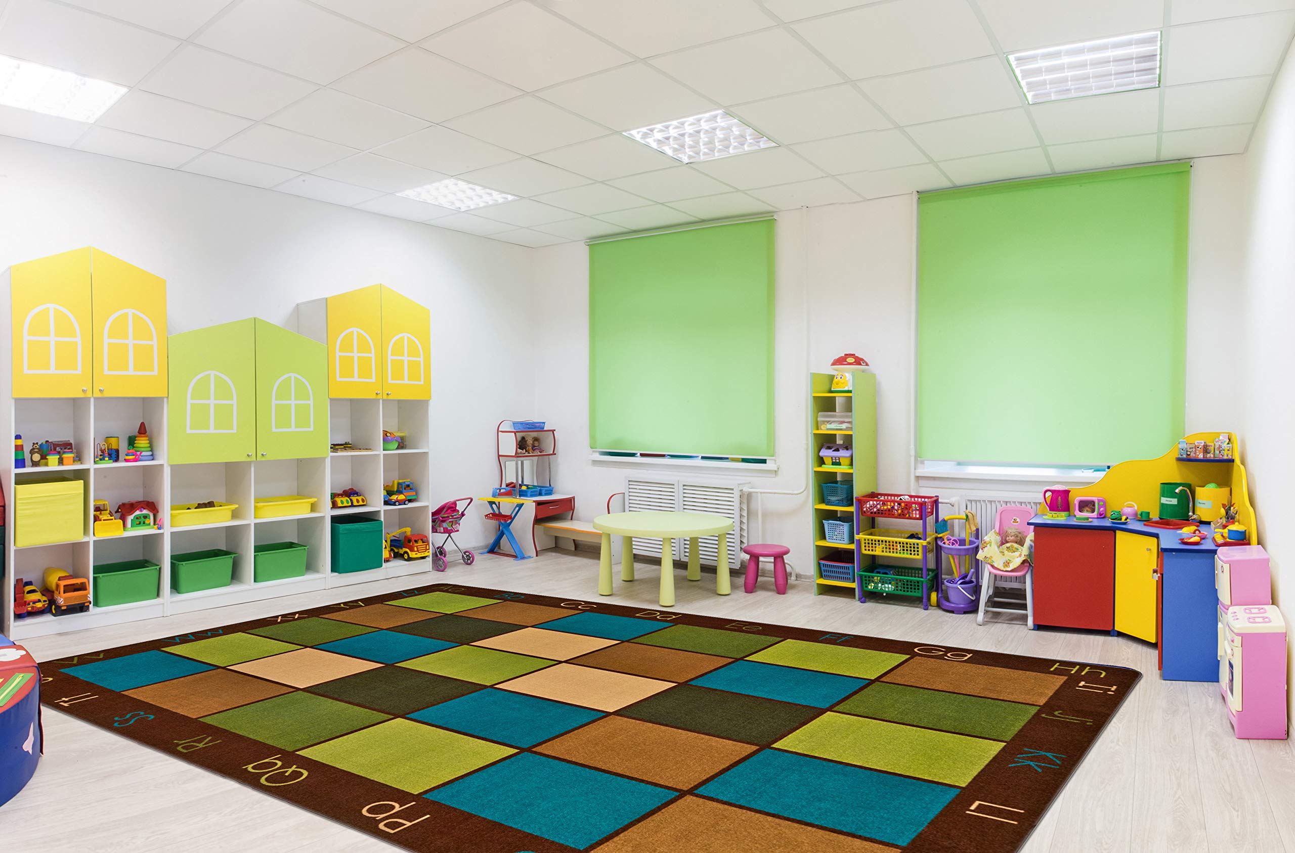 Nature Colors Classroom Rug for Kids - 6ft x 9ft Rectangle Brown Carpet | Soft Play Mat for Daycare, Preschool & Kids Bedroom