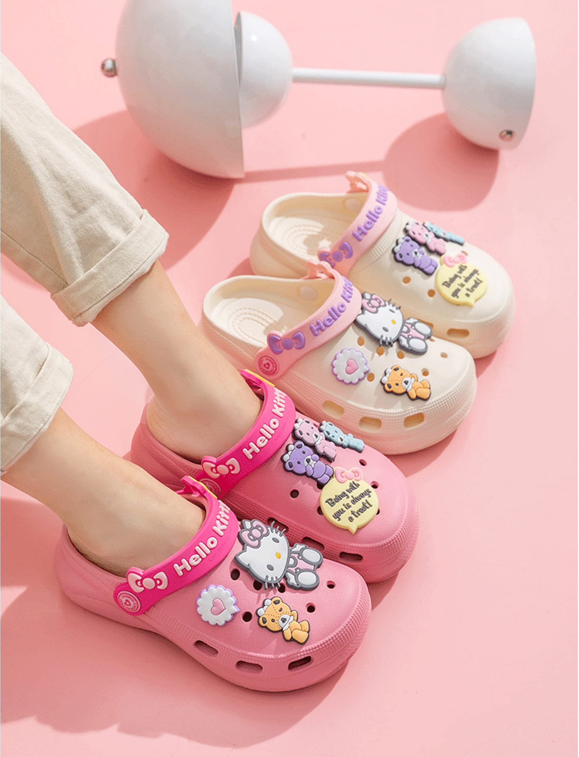 Hello Kitty Bear Clogs Slip-On Water Shoes for Girls, Toddlers & Kids - Comfortable Summer Sandals for Beach, Pool & Outdoor Play