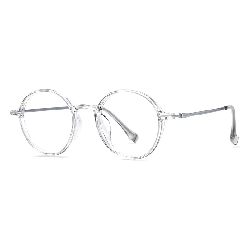 CCspace Unisex Full Rim Round TR90 Titanium Eyeglasses 57098 - Lightweight & Durable Glasses for Work, Reading & Everyday Use