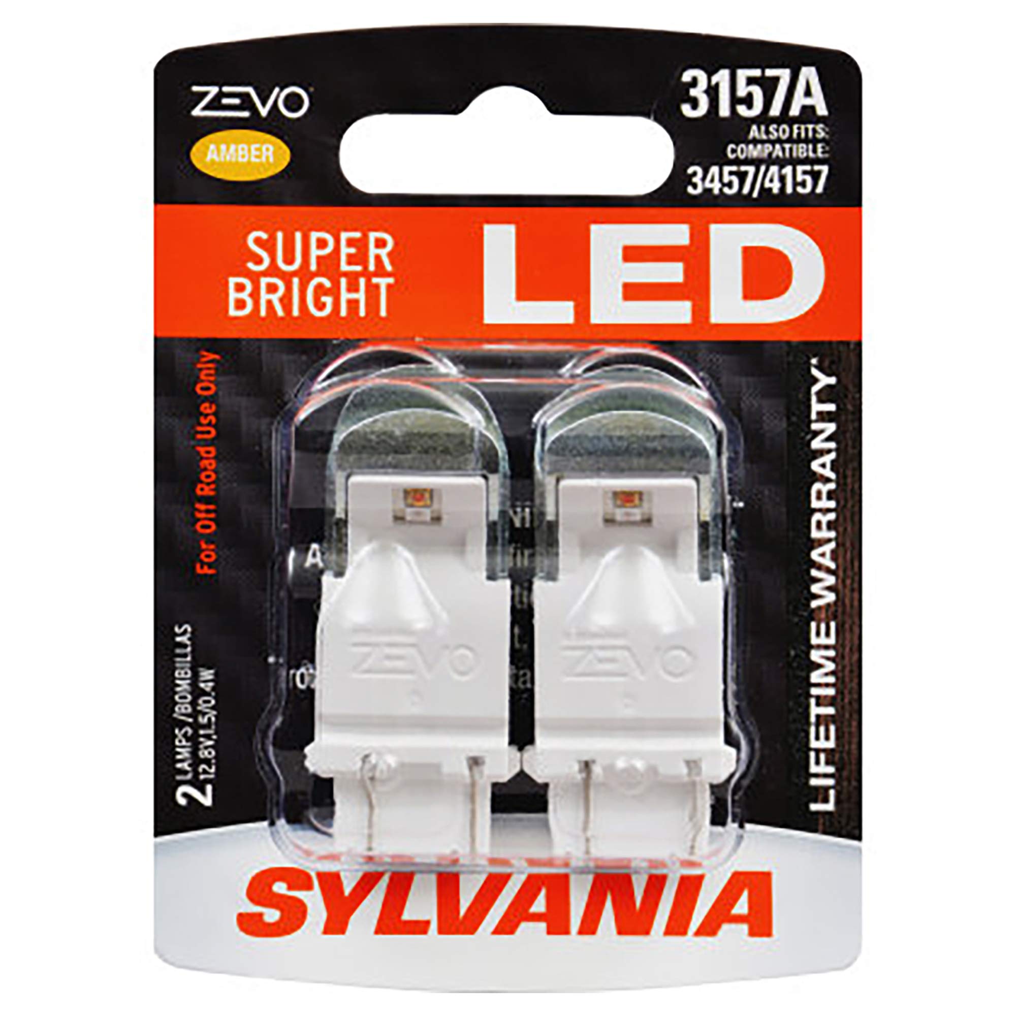 SYLVANIA 3157 ZEVO LED Amber Bulb - Bright Park & Turn Lights (2-Pack) for Cars & Trucks
