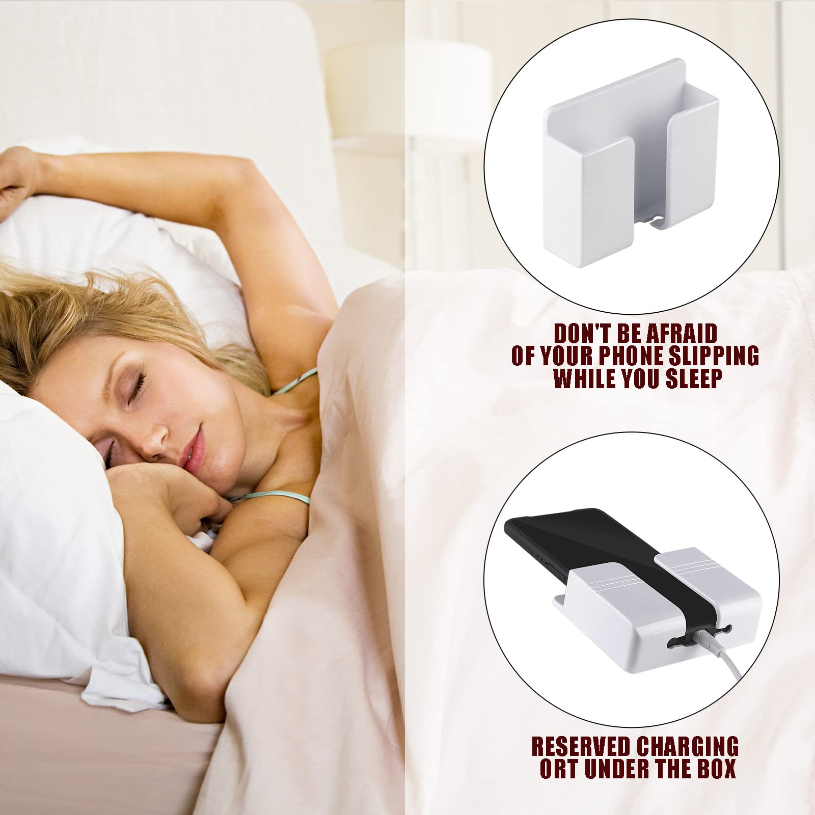 2 Pack Wall Mount Phone Holder with Self-Adhesive - Universal Smartphone Stand for iPhone & Android - Perfect for RV, Car, Office & Home (Grey)