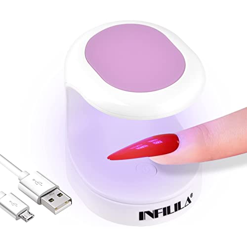INFILILA Mini UV LED Nail Lamp - 16W Portable USB Nail Dryer for Gel Polish, 180° Opening Design for Single Finger Curing, Quick-Drying Professional Manicure Tool (Purple) - Perfect for Home Nail Care, Salon Use & Travel Manicures