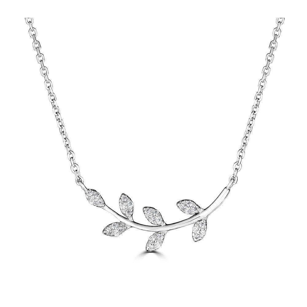 EMILIQUE 14K Gold 0.08 CTW Diamond Leaf Pendant Necklace for Women - Elegant Jewelry Gift for Anniversary, Birthday & Special Occasions