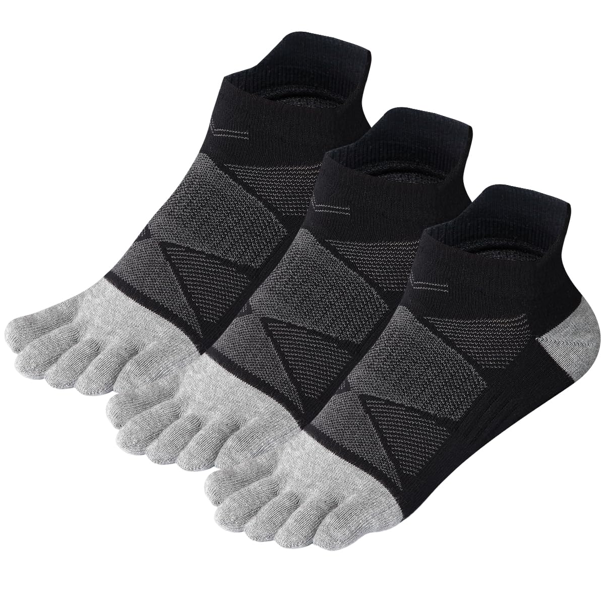 Breathable No-Show Five-Toe Socks for Women & Men - 3 Pairs Pack - Perfect for Running, Athletic Sports & Daily Wear