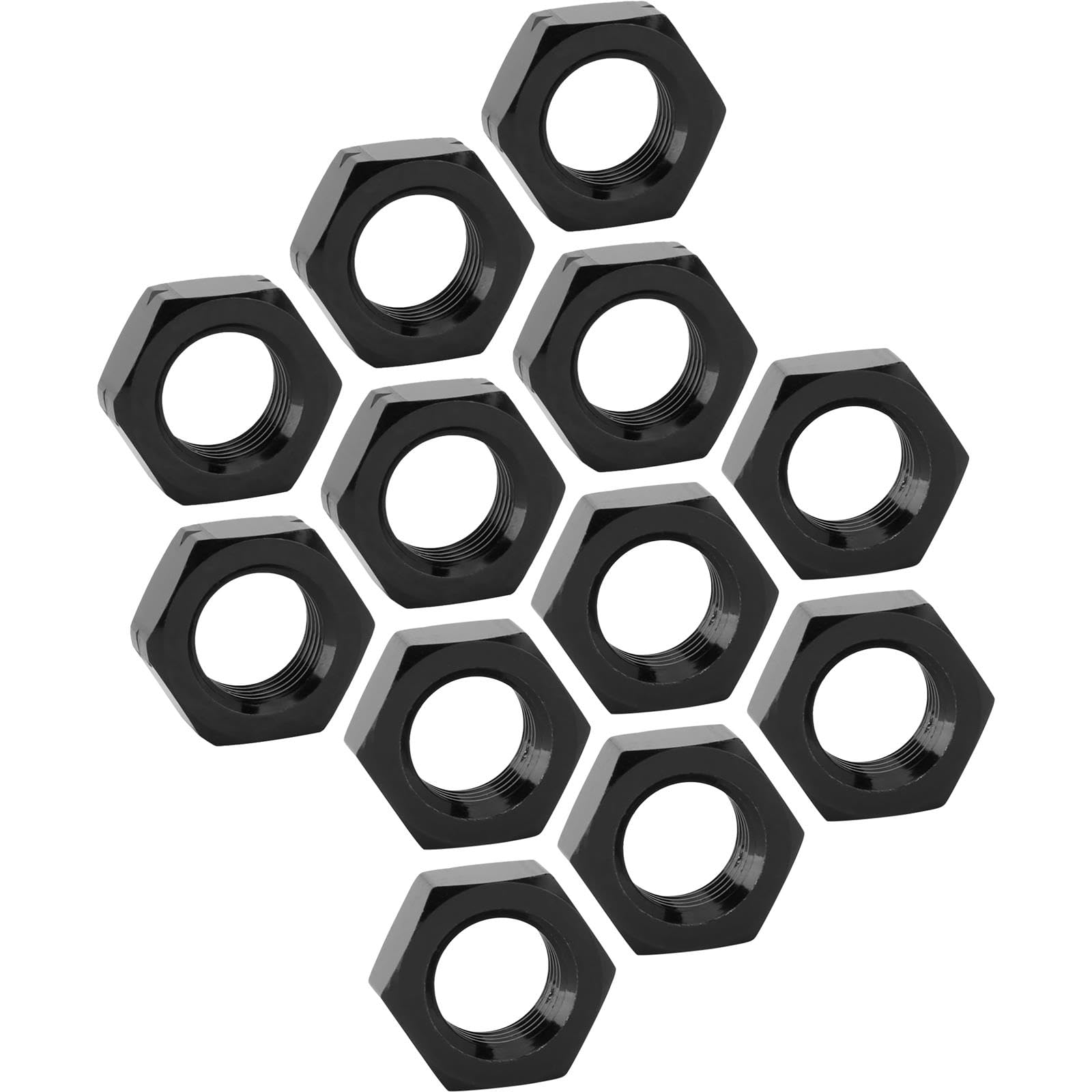 Black Aluminum Jam Nuts 1/2-20 Thread (12 Pack) - Secure Fasteners for Automotive, Machinery & DIY Projects