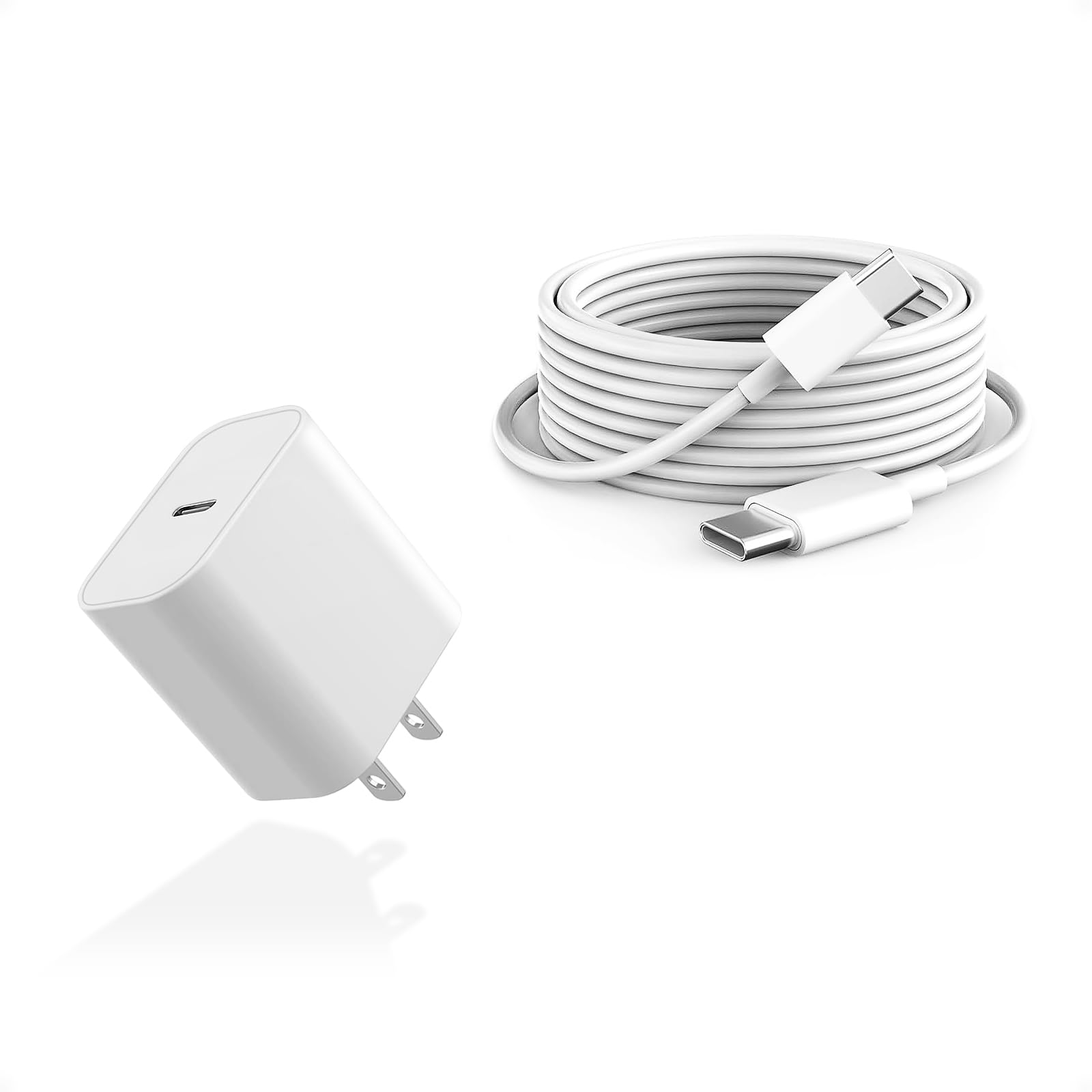 10ft USB-C to USB-C Fast Charging Cable for Apple iPhone 16/15 Pro Max, iPad, AirPods 4 - 20W Power Delivery, Durable 10-Foot Long White Charger Cord (1 Pack) - Perfect for Home, Office, and Travel Charging