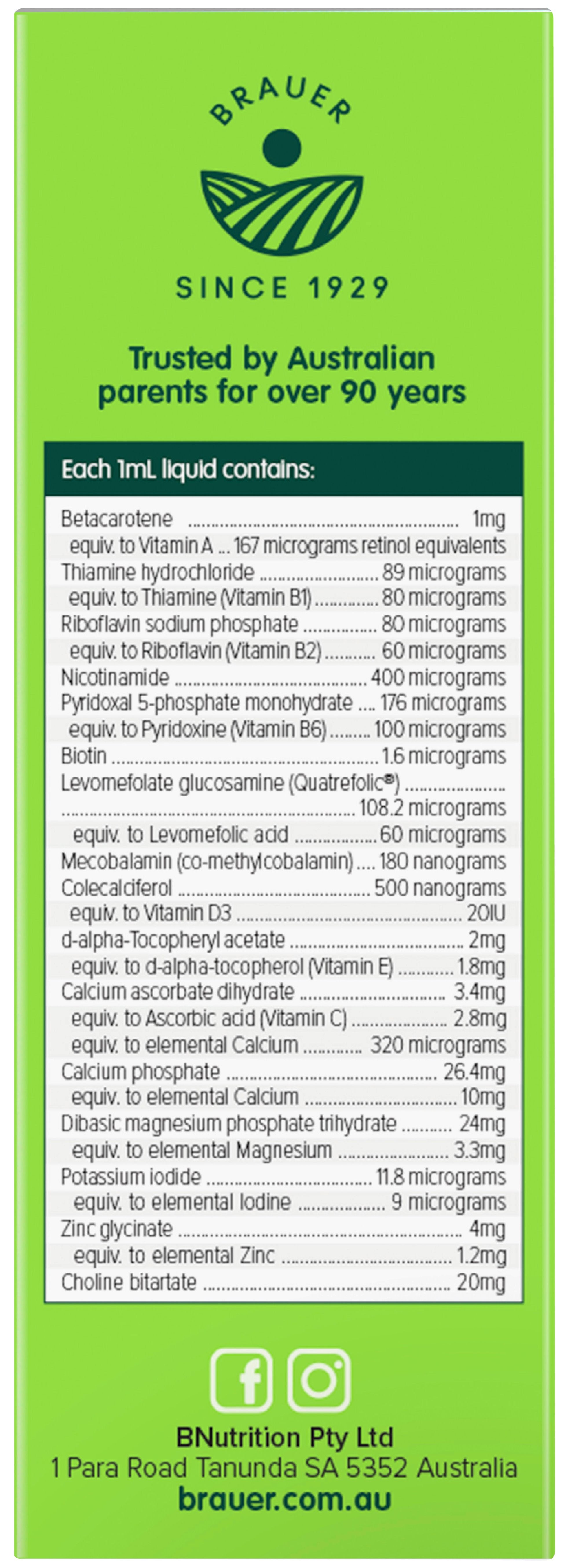 Brauer Baby & Kids Liquid Multivitamin for Toddlers - Immune Support & Growth Supplement - Easy-to-Take Liquid Vitamin Drops for Healthy Development - Perfect for Picky Eaters & Daily Nutrition