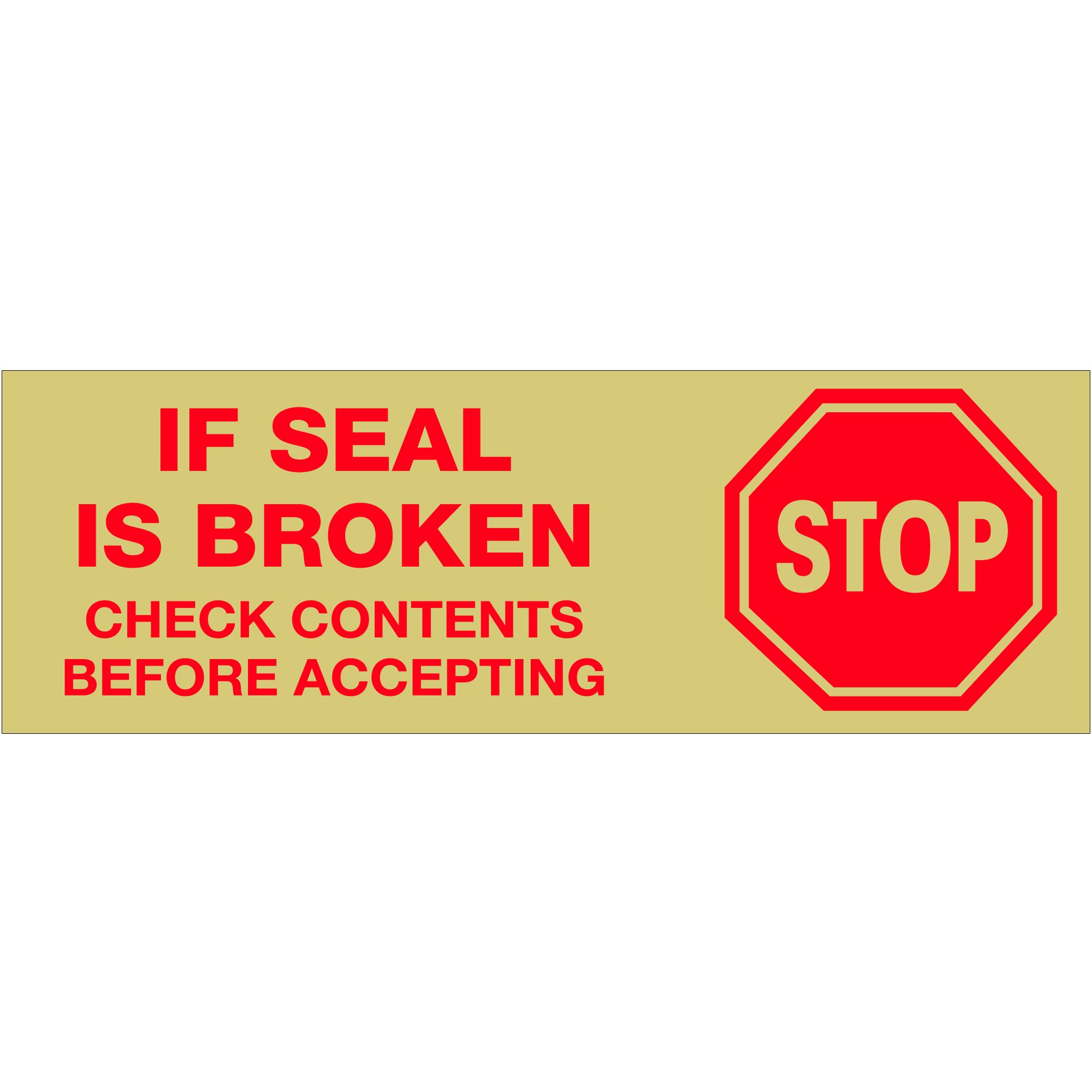Tape Logic 3 Inch x 110 Yards Pre-Printed Security Packing Tape - 'Stop If Seal is Broken' Warning - 2.2 Mil Thick Red/Tan - 24 Pack for Shipping, Moving & Office Use - Ideal for Package Protection, Warehouse Security & Home Organization