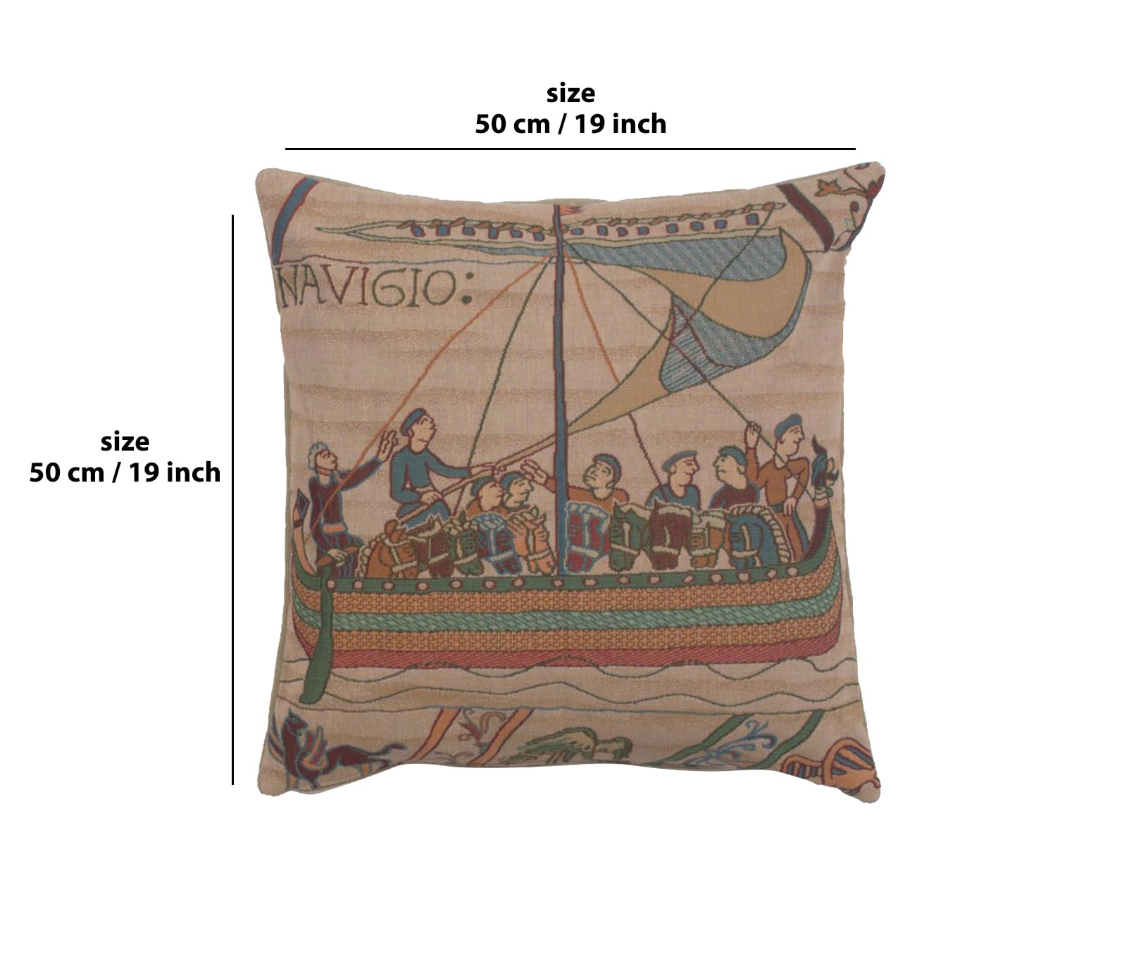 Boho Decorative Pillow Covers 19x19 Inch - Soft Cotton Jacquard Woven Throw Pillows for Living Room, Bedroom & Couch - French Country Tapestry Design - Perfect for Home Decor, Sofa Accents and Cozy Reading Nooks