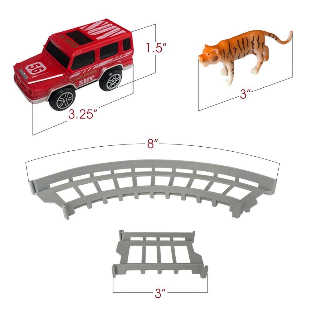 **ArtCreativity Battery-Powered SUV Adventure Playset for Kids - 3 Animal Figurines, 10 Tracks, Safari Car with Lights & Sounds - Perfect Gift for Boys & Girls - Ideal for Indoor & Outdoor Play, Birthday Gifts, and Safari-Themed Adventures**