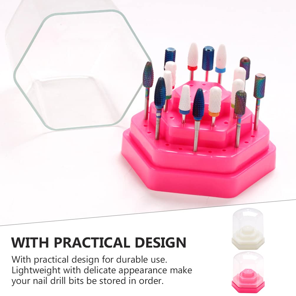 2-Piece Nail Drill Bits Organizer & Storage Box - Grinding Head Display Stand for Nail Drill Accessories - Perfect for Salon, Home Manicure & Nail Art Professionals