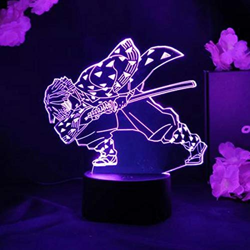3D Anime LED Night Light - Demon Slayer Tanjiro Kamado Illusion Lamp with Remote (16 Colors) for Kids Bedroom, Christmas & Birthday Gifts | Perfect for Bedside Decor, Nursery Lighting & Themed Parties