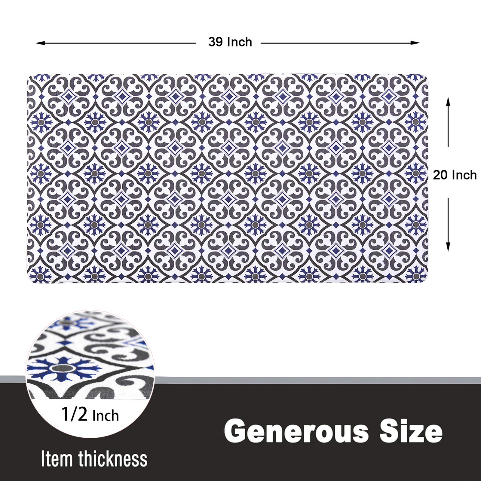 Anti-Fatigue Kitchen Floor Mat - Cushioned Standing Mat for Comfort in Kitchens, Standing Desks & Garages - Perfect for Cooking, Workstations & Workspaces