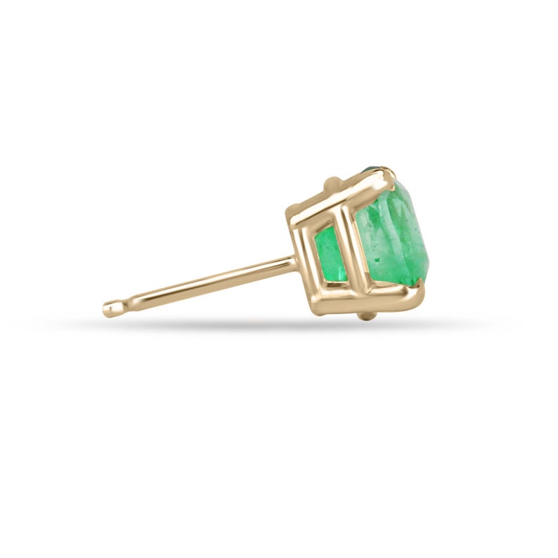 2.41tcw 14K Gold Vivid Green Emerald Cushion Cut Stud Earrings for Women - Luxury Birthstone Jewelry Gift for Mother's Day, Anniversary & Special Occasions