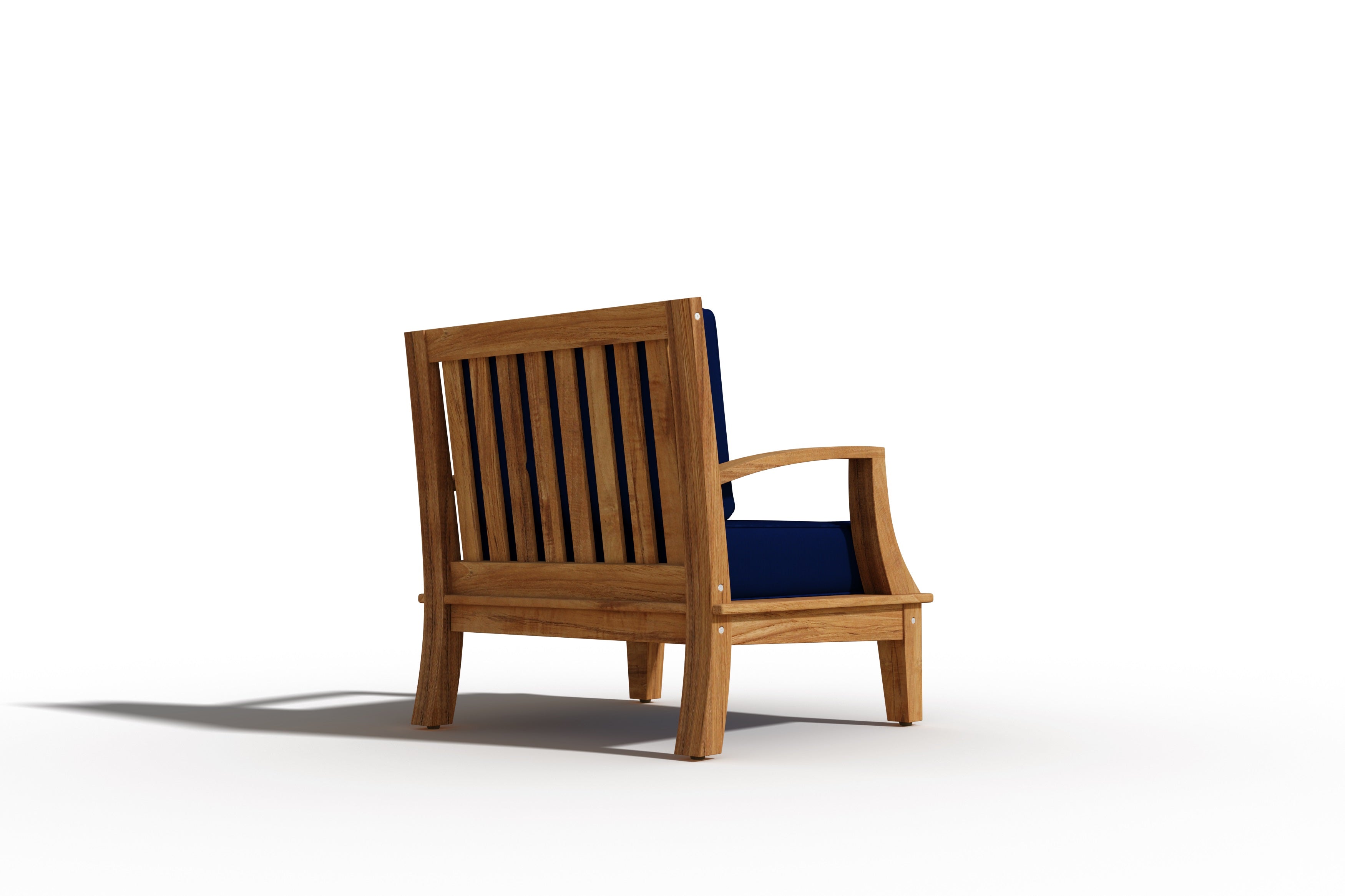 Premium Eliane Teak Outdoor Club Chair with Sunbrella Navy Cushion - Weather-Resistant Patio Furniture for Poolside, Garden & Backyard Relaxation