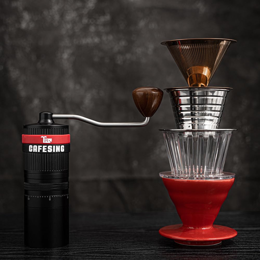 Premium Manual Coffee Grinder - CafeSing GRIZZ G1 Hand Crank Burr Mill for Espresso, French Press & Pour Over - Perfect for Home, Office & Travel Use