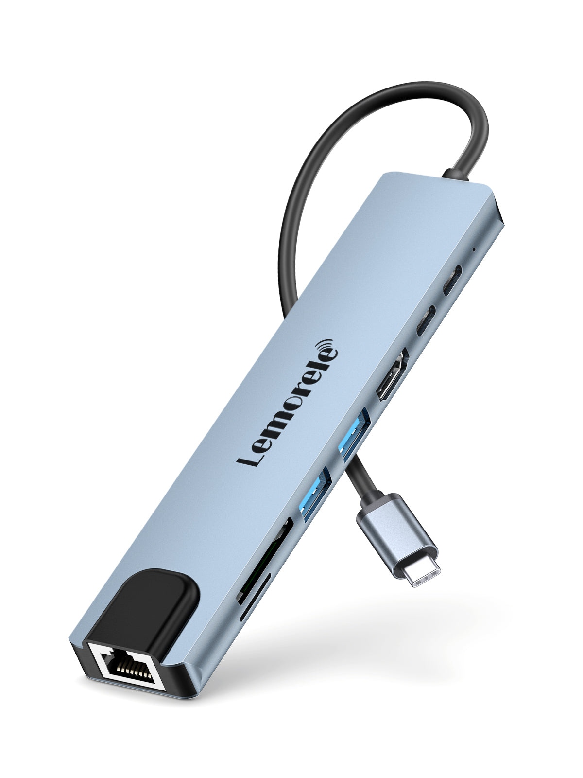 LEMORELE™ TC19 8-in-1 USB C Hub with 4K HDMI, USB 3.0, SD/TF Card Reader, PD Charging - Perfect for MacBook Pro, Dell XPS & More - Home Office & Travel Essential