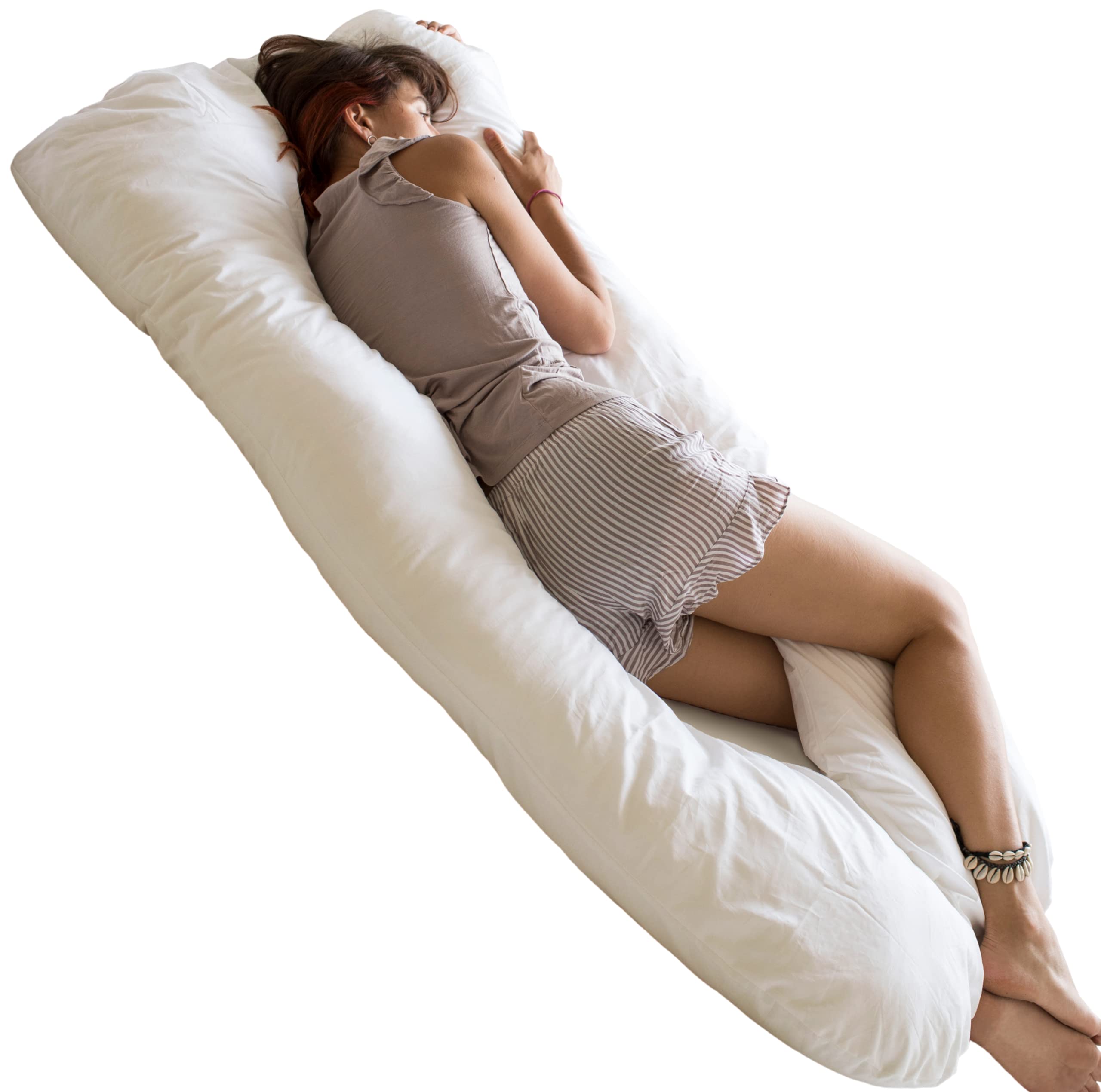 **U-Shaped Pregnancy Body Pillow - Cooling Maternity Pillow for Pregnant Women | GOTS Certified Organic Cotton Cover | Cuddle Pillow for Adults & Side Sleepers | Comfortable Sleep Support for Back Pain Relief & Better Rest**    *(Perfect for Pregnancy Comfort, Post-Surgery Recovery, and Relaxing at Home or Travel)*