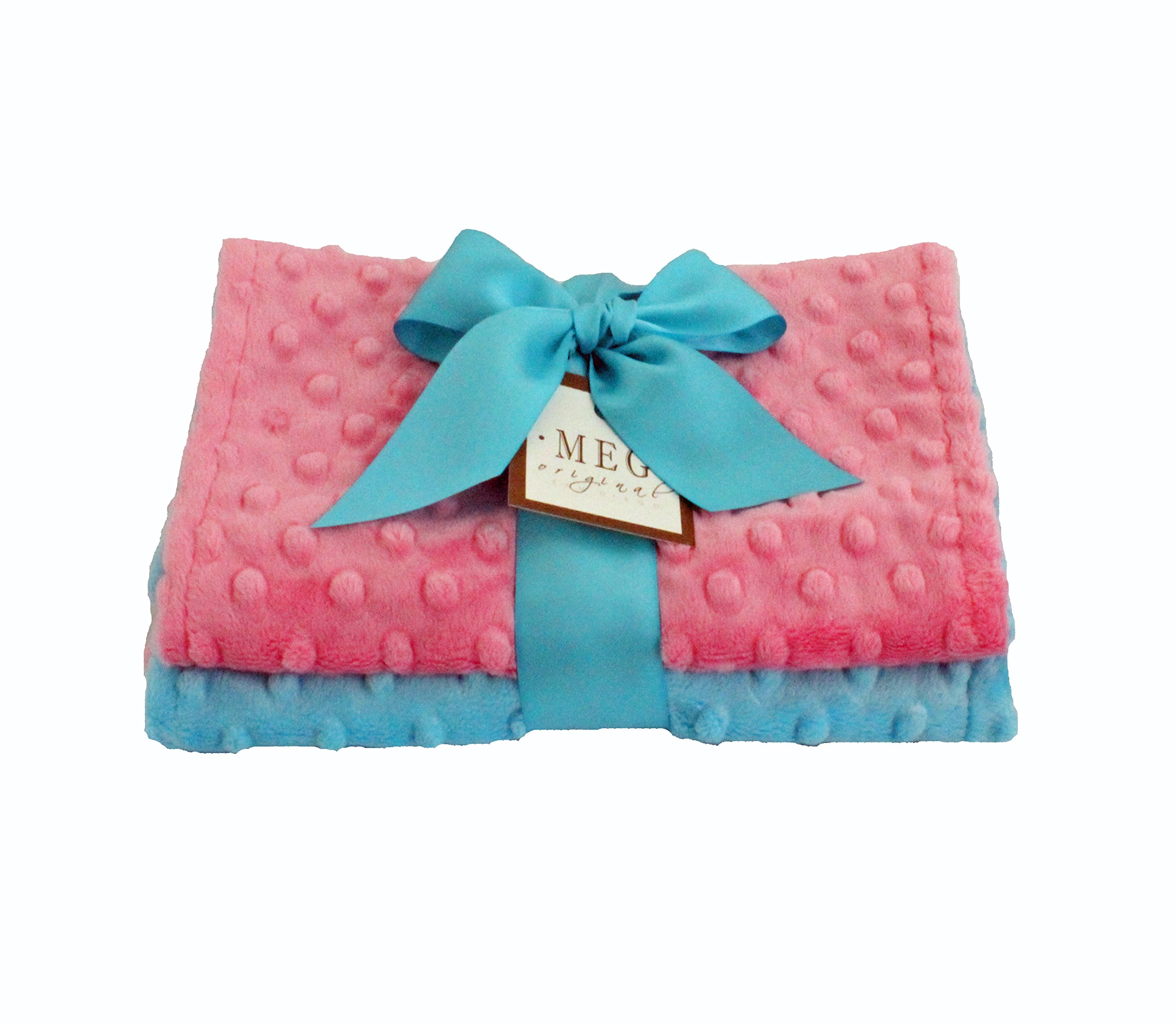 MEG Original Minky Dot Baby Girl Burp Cloths - Ultra Soft & Absorbent, Set of 2 (Paris Pink & Turquoise) - Perfect for Newborns, Feeding, and Spit-Up Protection