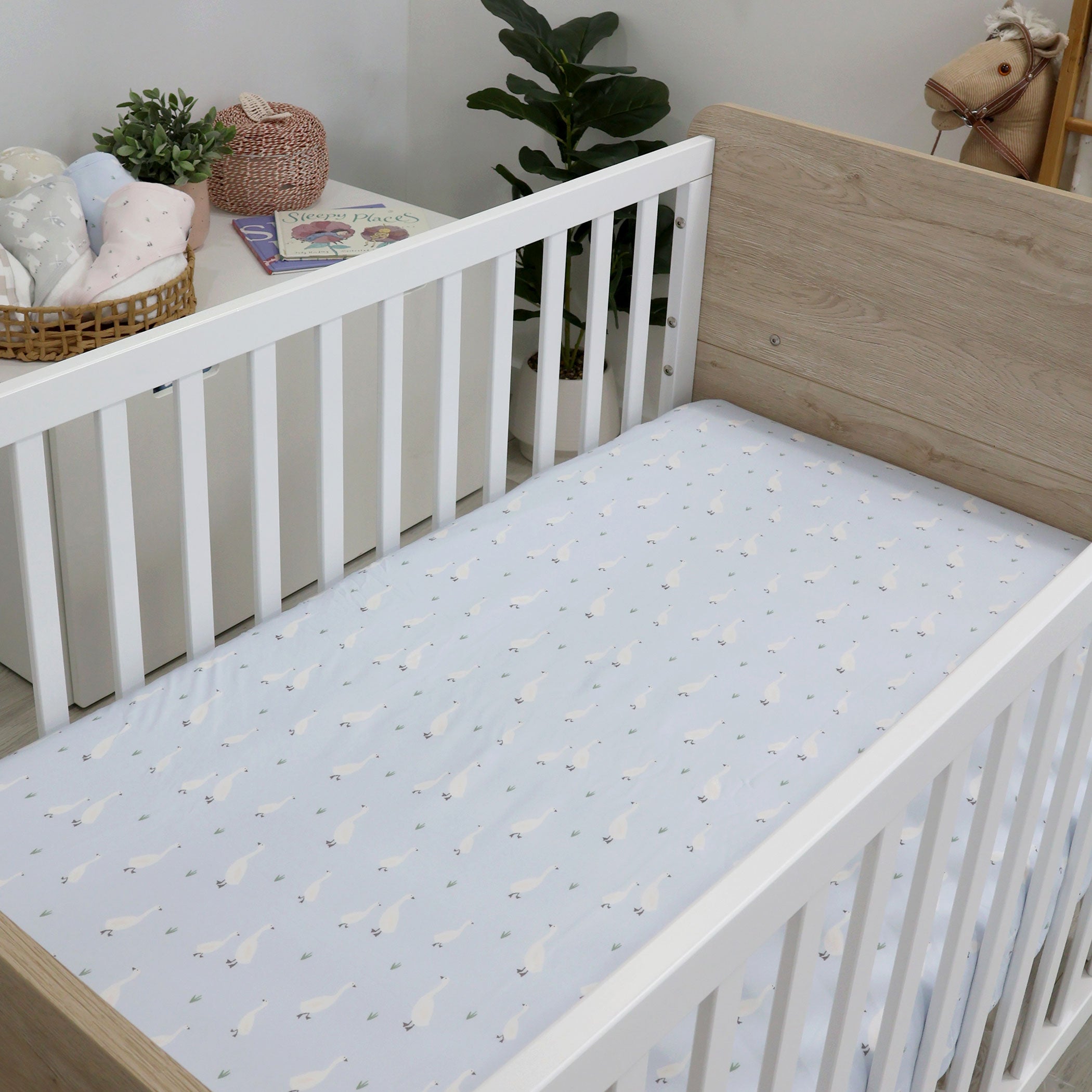 2-Pack Jersey Cotton Fitted Crib Sheets - Sky Blue & Almond Colors - Soft Baby Bedding for Nursery, Daycare & Travel
