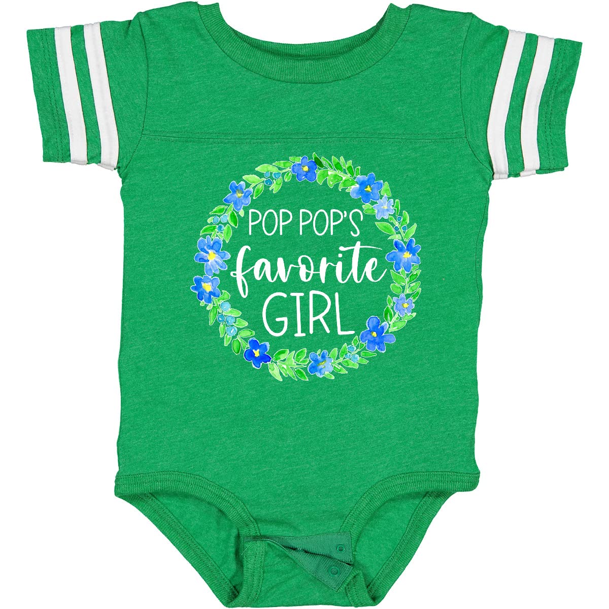 Inktastic Pop Pop's Favorite Girl Blue Floral Wreath Baby Bodysuit - Cute Outfit for Granddaughter, Family Photos & Special Occasions