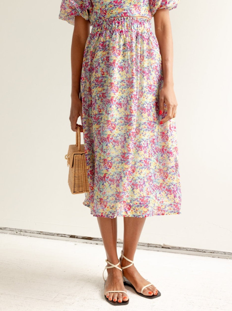Azalea Floral Print Midi Skirt for Women - A-Line Summer Skirt with Pockets, Comfortable & Stylish - Perfect for Casual Outings, Beach Vacations & Date Nights