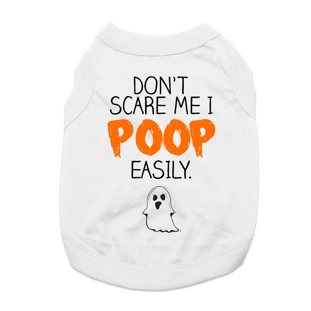BaxterBoo Funny 'Don't Scare Me I Poop Easily' Dog T-Shirt - White XX-Large for Large Dogs | Cute Humorous Pet Apparel for Walks, Parties & Photo Shoots