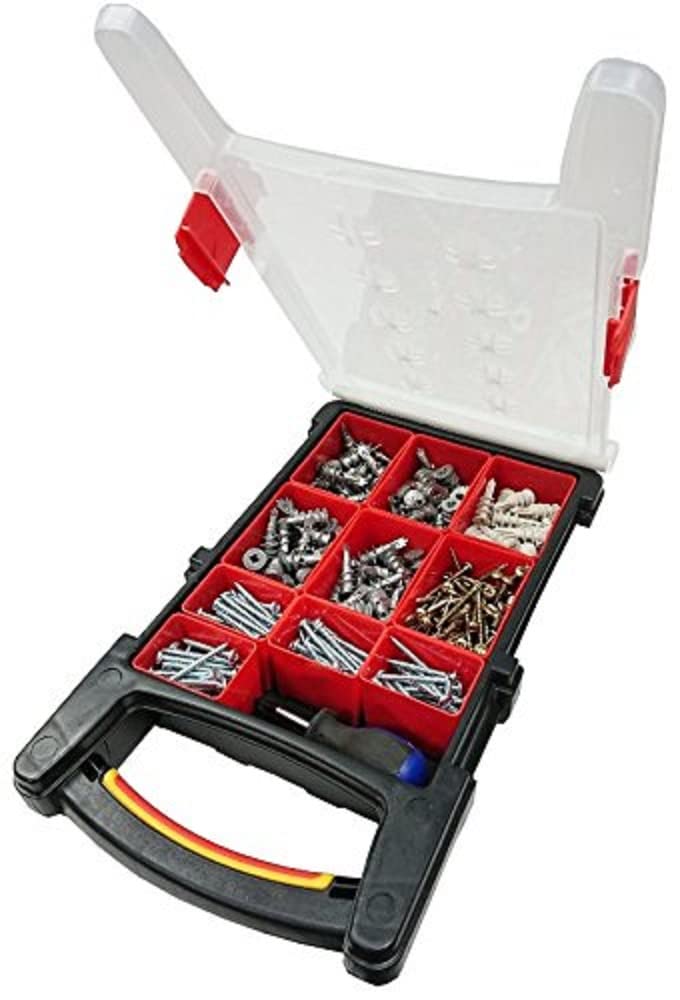Bulk Hardware BH06619 Assortment Kit - 12 Compartment Carry Case with Redi-Driva Cavity Fixings, Hollow Wall Anchors, Screws & 38mm Screwdriver | Perfect for Drywall, Plasterboard, and DIY Home Repairs