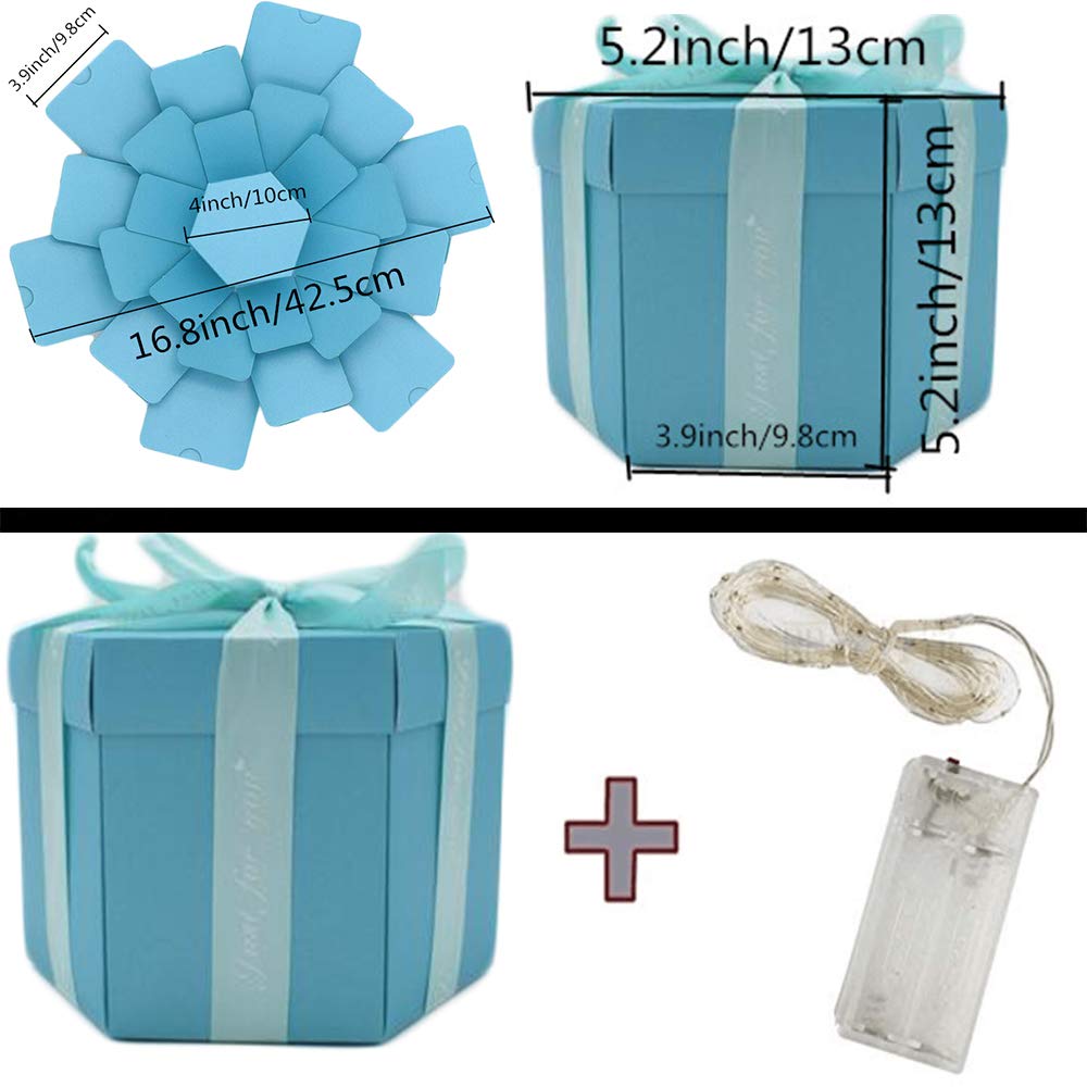 DIY Creative Explosion Gift Box - Scrapbook Photo Album for Birthday, Anniversary, Valentine's & Wedding (Upgrade Version, Blue) | Perfect for Surprise Proposals, Memory Keepsakes & Romantic Gift Giving