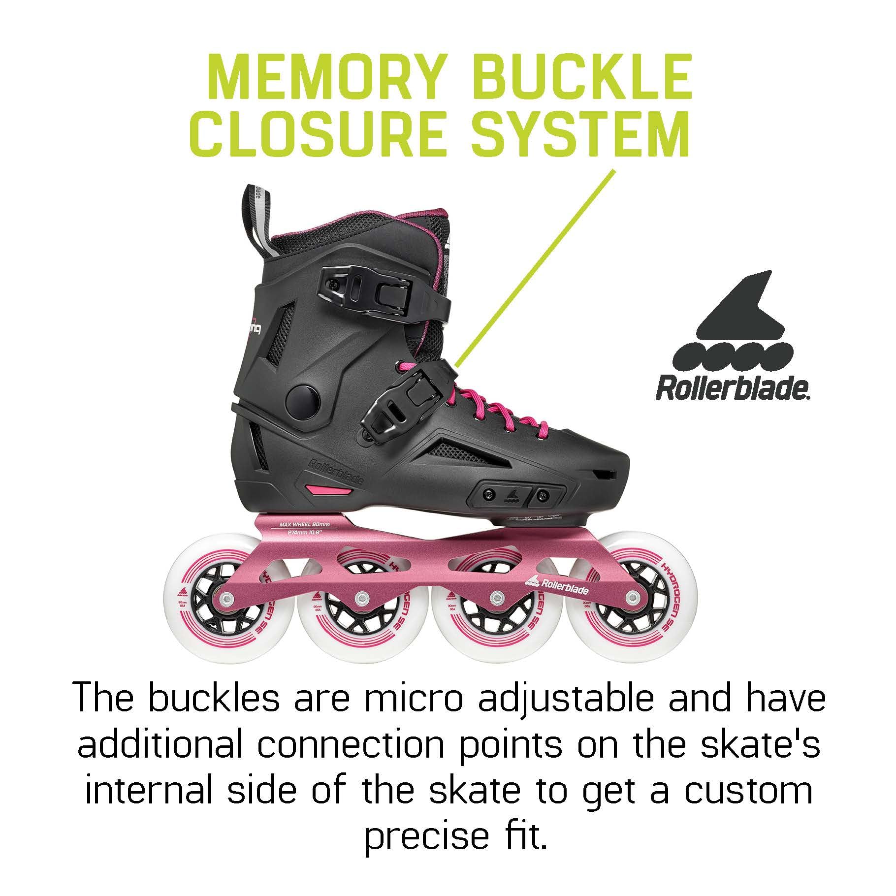 Rollerblade Lightning 90 Women's Urban Inline Skates - Black & Sangria | Comfortable Fitness & Commuting Skates for Women | Perfect for Outdoor Exercise, City Travel & Casual Skating