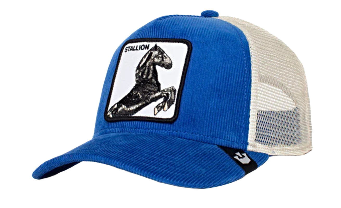 Goorin 'Sly Stallione' Blue Poly/Cotton Cord Trucker Hat - Stylish Casual Cap for Men, Perfect for Outdoor Activities, Sports & Everyday Wear