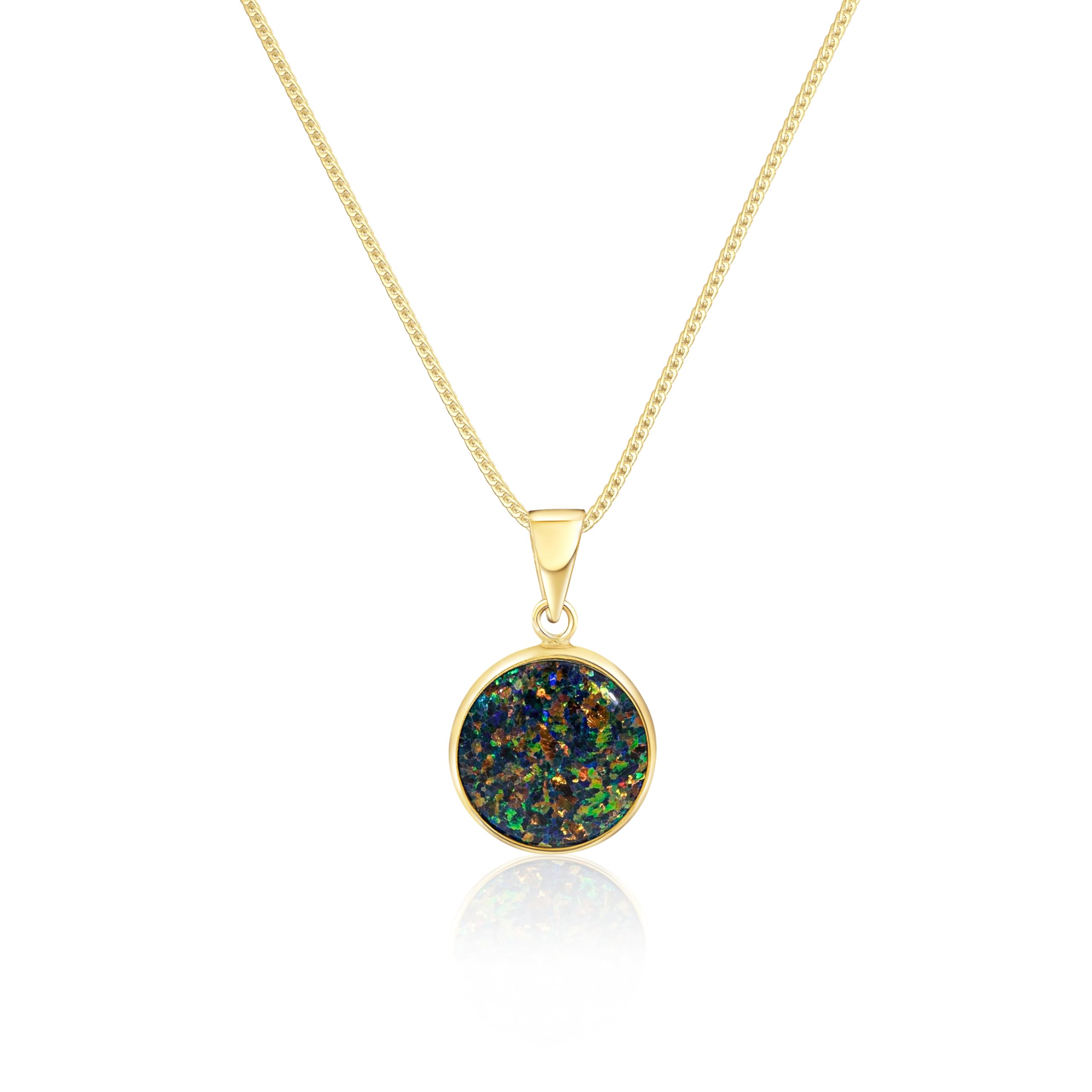 14K Solid Gold Black Opal Pendant Necklace for Women | Elegant Gold Gemstone Jewelry for Weddings, Parties & Formal Events | Dainty Opal Necklace Gift for Her