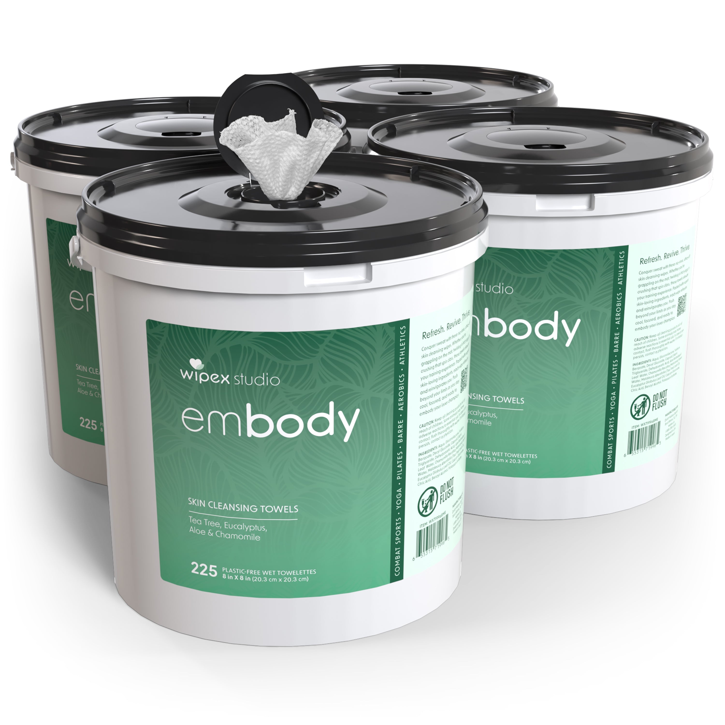 Embody® 225ct Eco-Friendly Biodegradable Body Wipes Refill Bucket - Hypoallergenic & Unscented for Spas, Gyms & Wellness Studios | Perfect for Post-Workout, Massage & Skincare Routines