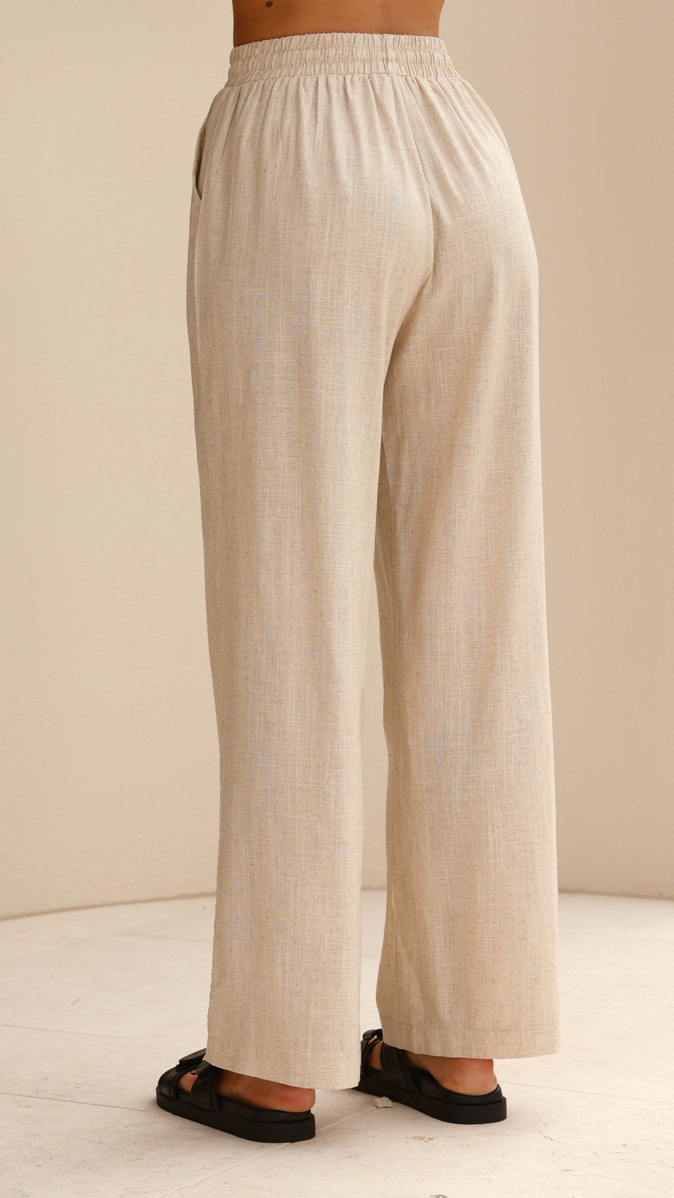 Adelais Women's High Waisted Beige Pants - Comfortable Stretch Trousers for Work, Office & Casual Wear
