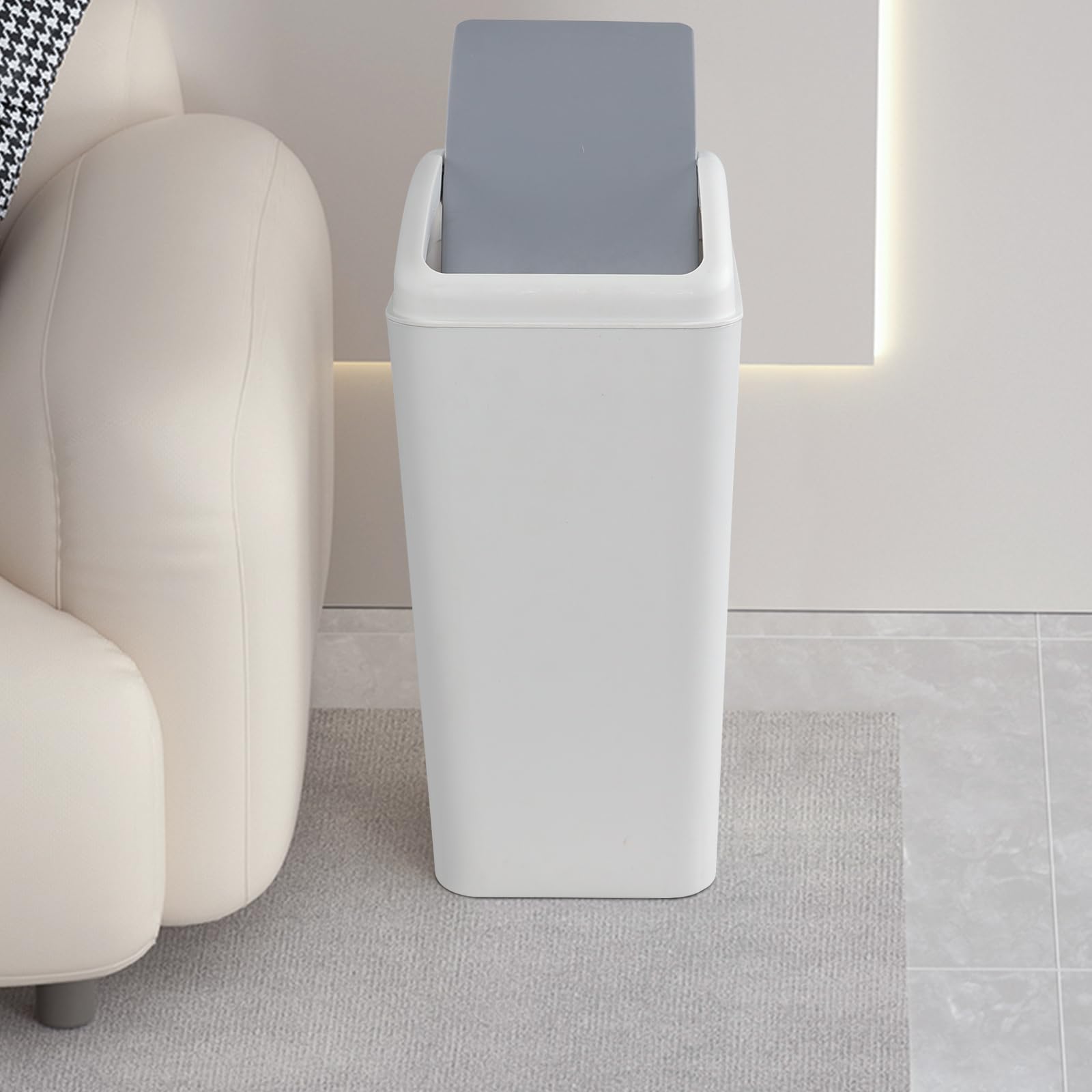 4.5 Gallon Swing Top Garbage Can with Lid - 3 Pack Plastic Trash Bin for Kitchen, Bathroom, Office & Outdoor Use - Durable Waste Basket for Home & Commercial Spaces