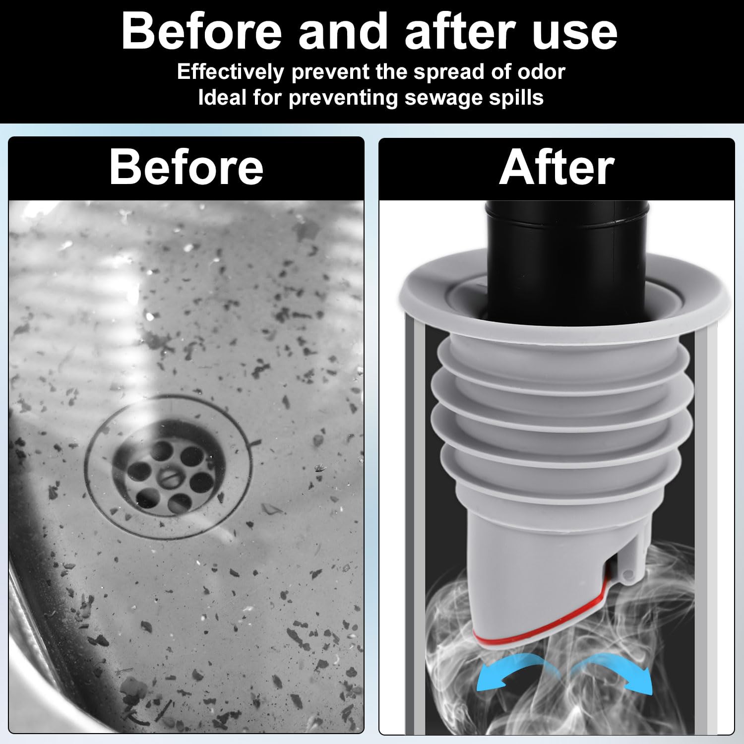 Silicone Drain Pipe Sealer - Washing Machine Drain Hose Seal, Kitchen Sink Sewer Drain Plug & Bathroom Drain Stopper - Leak-Proof Waterproof Seal for Home & RV Use (Medium Size) - Perfect for Laundry Rooms, Kitchens & Bathrooms