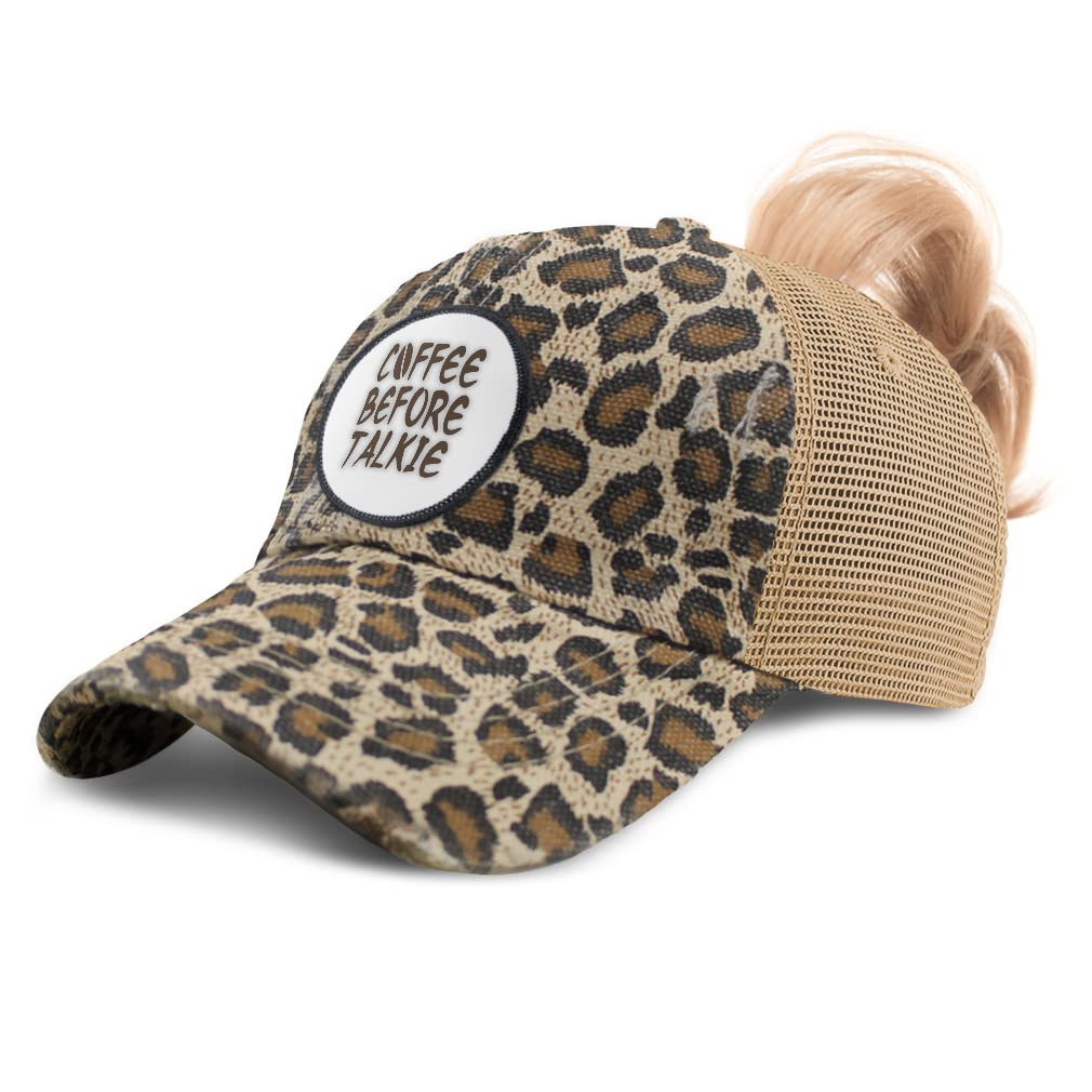 Speedy Pros Women's High Ponytail Baseball Cap - Stylish Adjustable Coffee-Themed Hat for Running, Hiking & Outdoor Activities